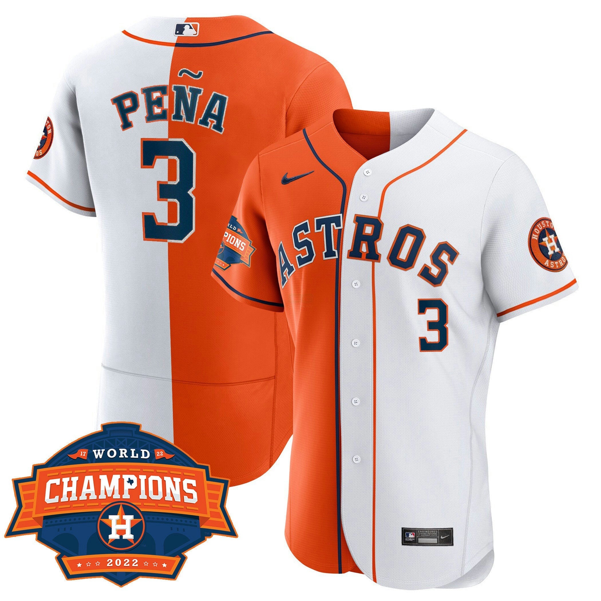 Camisa MLB Men’s Houston Flex Base Split 2022 Champions Limited Player Jersey - Branca Laranja