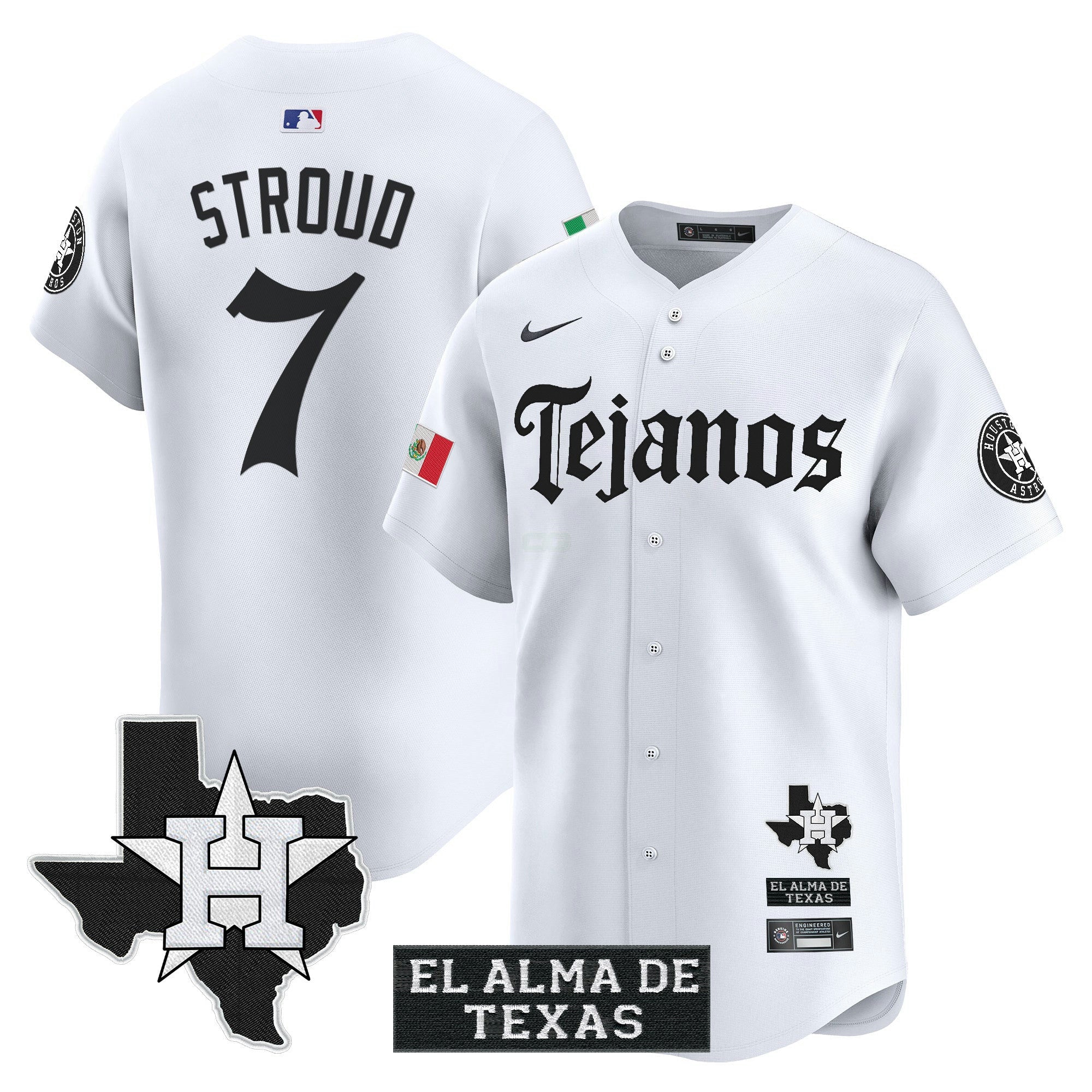 Camisa MLB Men’s Houston Mexico Tejano Barrio Style Vapor Premier Limited Jersey