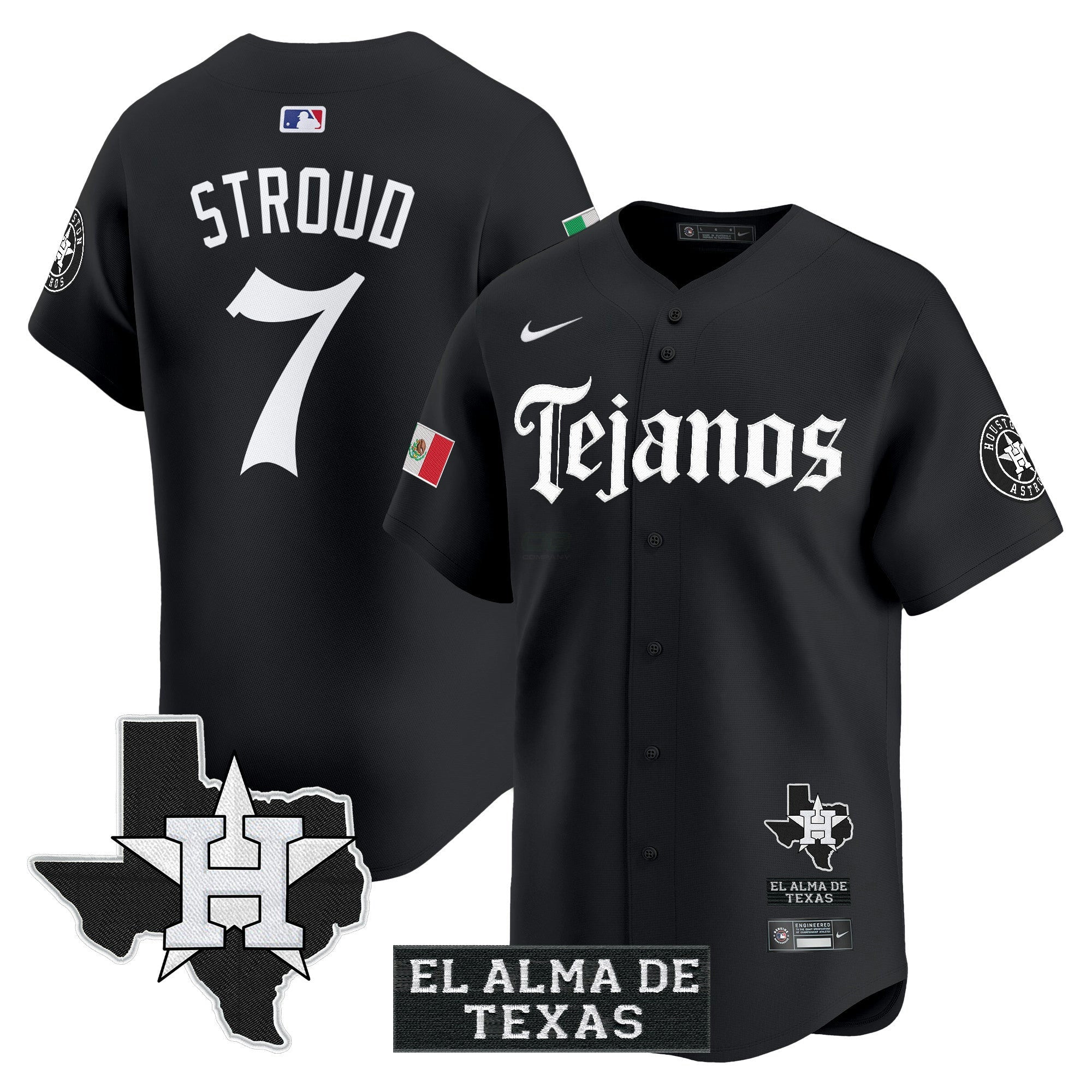Camisa MLB Men’s Houston Mexico Tejano Barrio Style Vapor Premier Limited Jersey