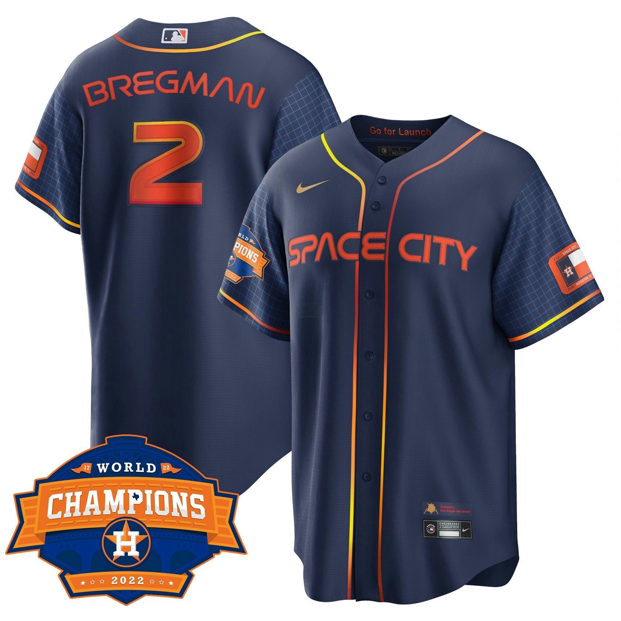 Camisa MLB Men’s Houston Space City 2022 World Series Champions Patch Limited Jersey