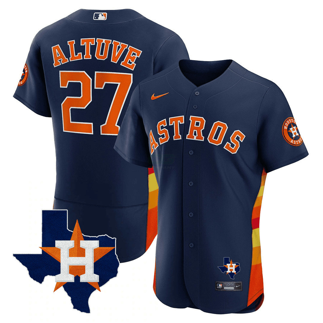 Camisa MLB Men’s Houston Texas State Patch Jersey – Azul Marinho