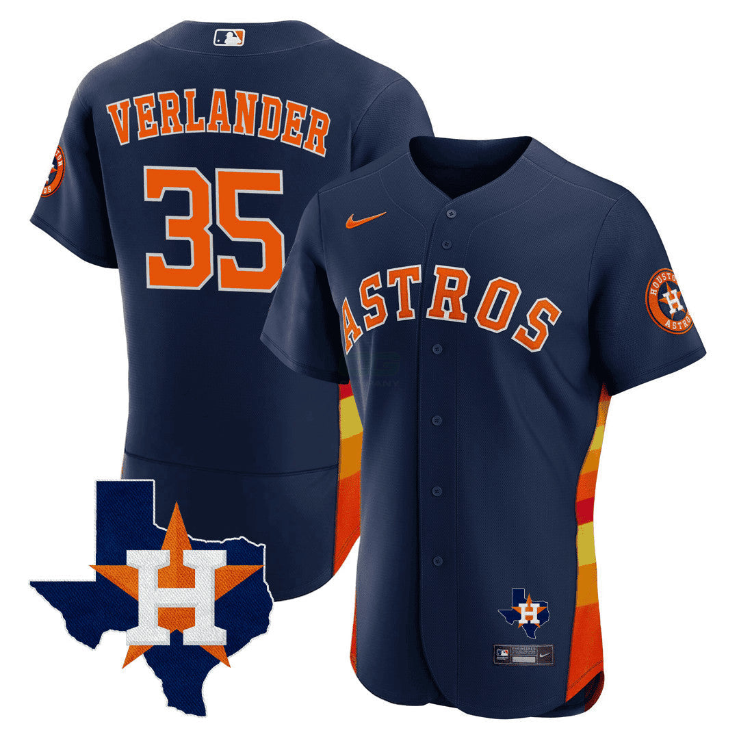 Camisa MLB Men’s Houston Texas State Patch Jersey – Azul Marinho