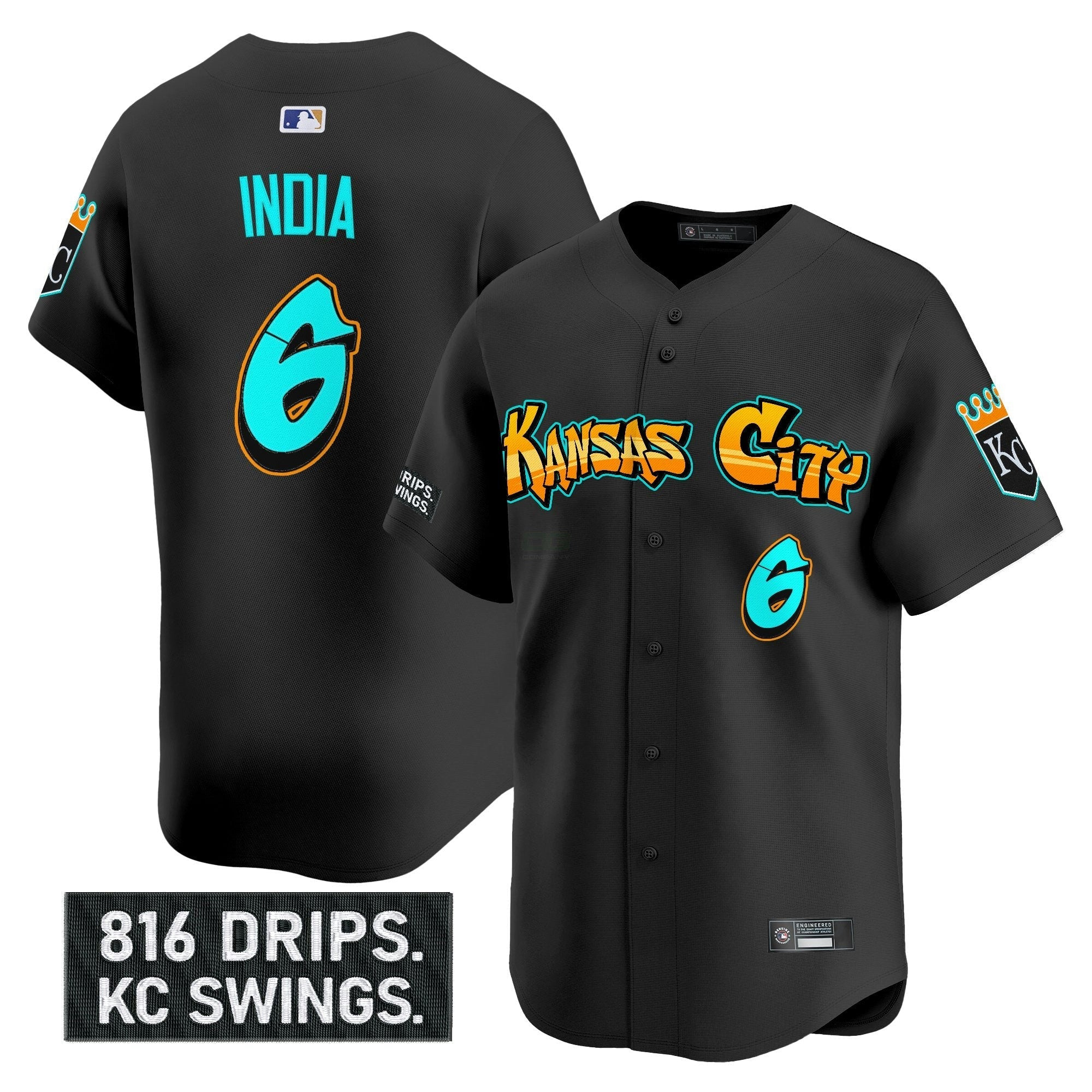Camisa MLB Men’s Kansas City ‘Graffiti Crown Drop Edition’ Vapor Premier Limited Jersey