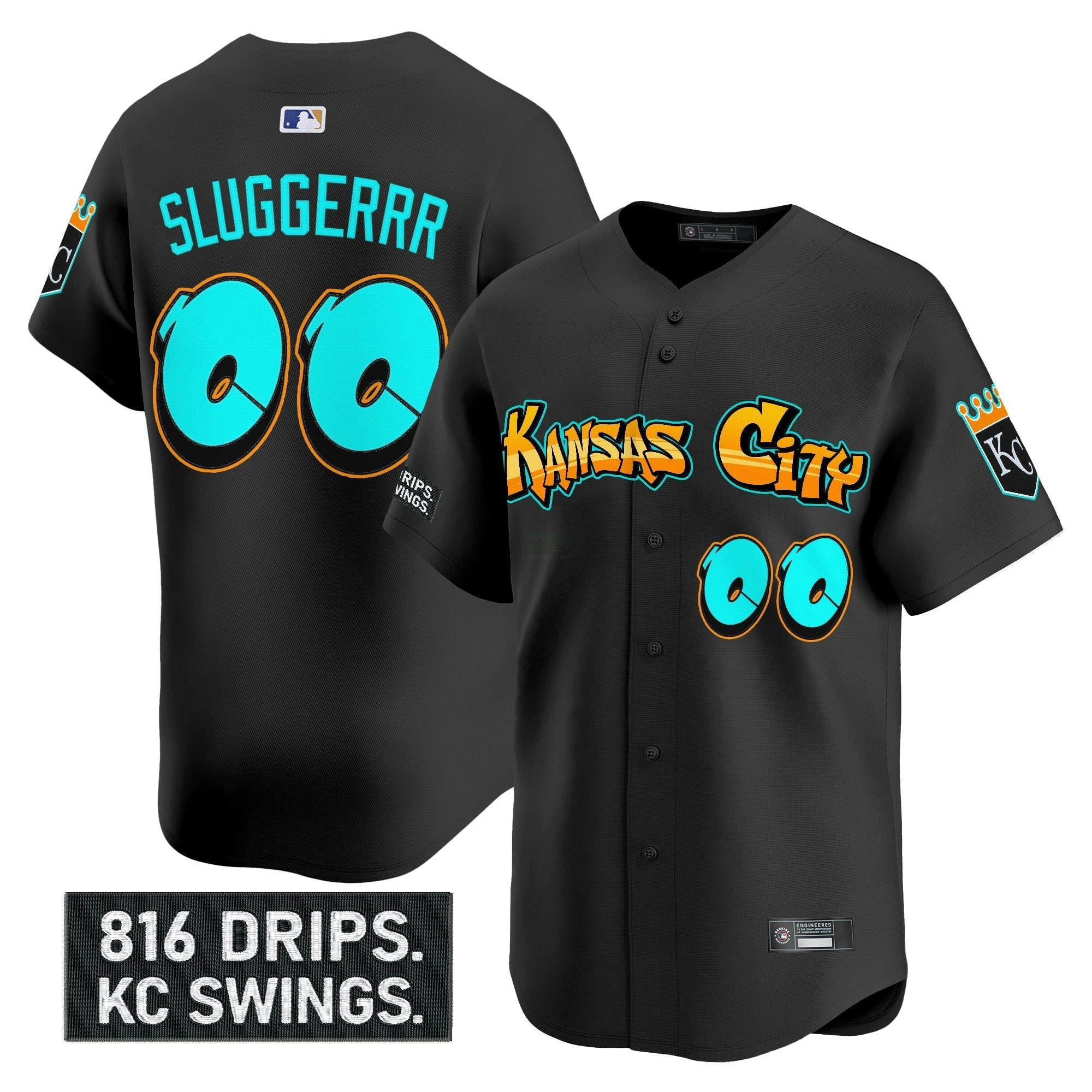 Camisa MLB Men’s Kansas City ‘Graffiti Crown Drop Edition’ Vapor Premier Limited Jersey