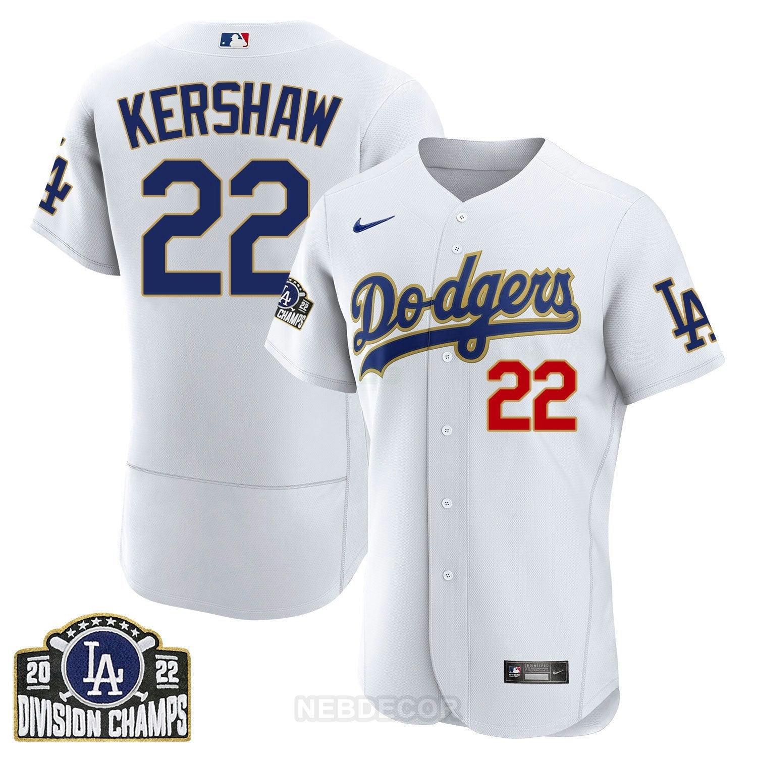 Camisa MLB Men’s Los Angeles NL West Division Champs 2022 Dourada Trim Jersey