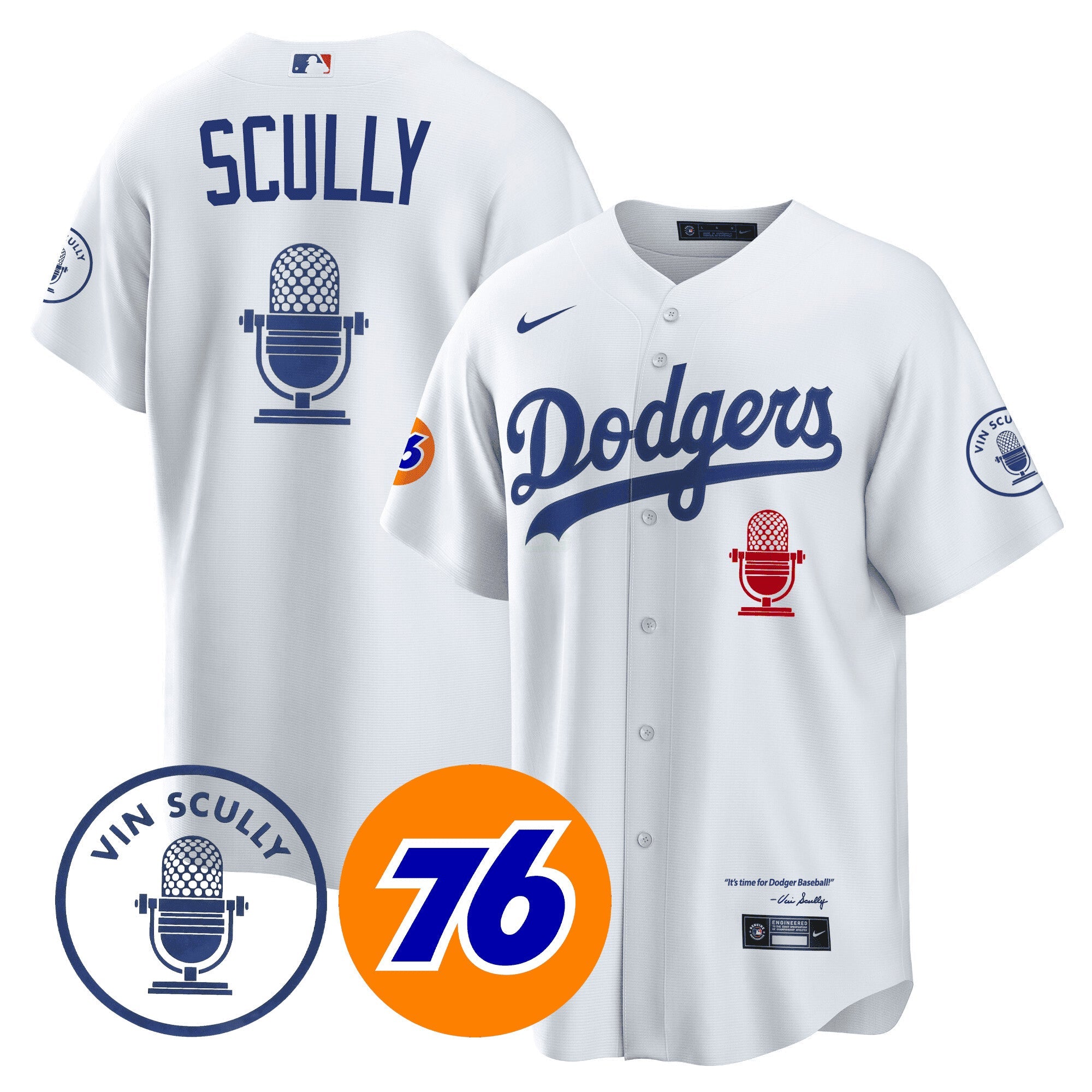 Camisa MLB Men’s Los Angeles Vin Scully 76 Patch Jersey