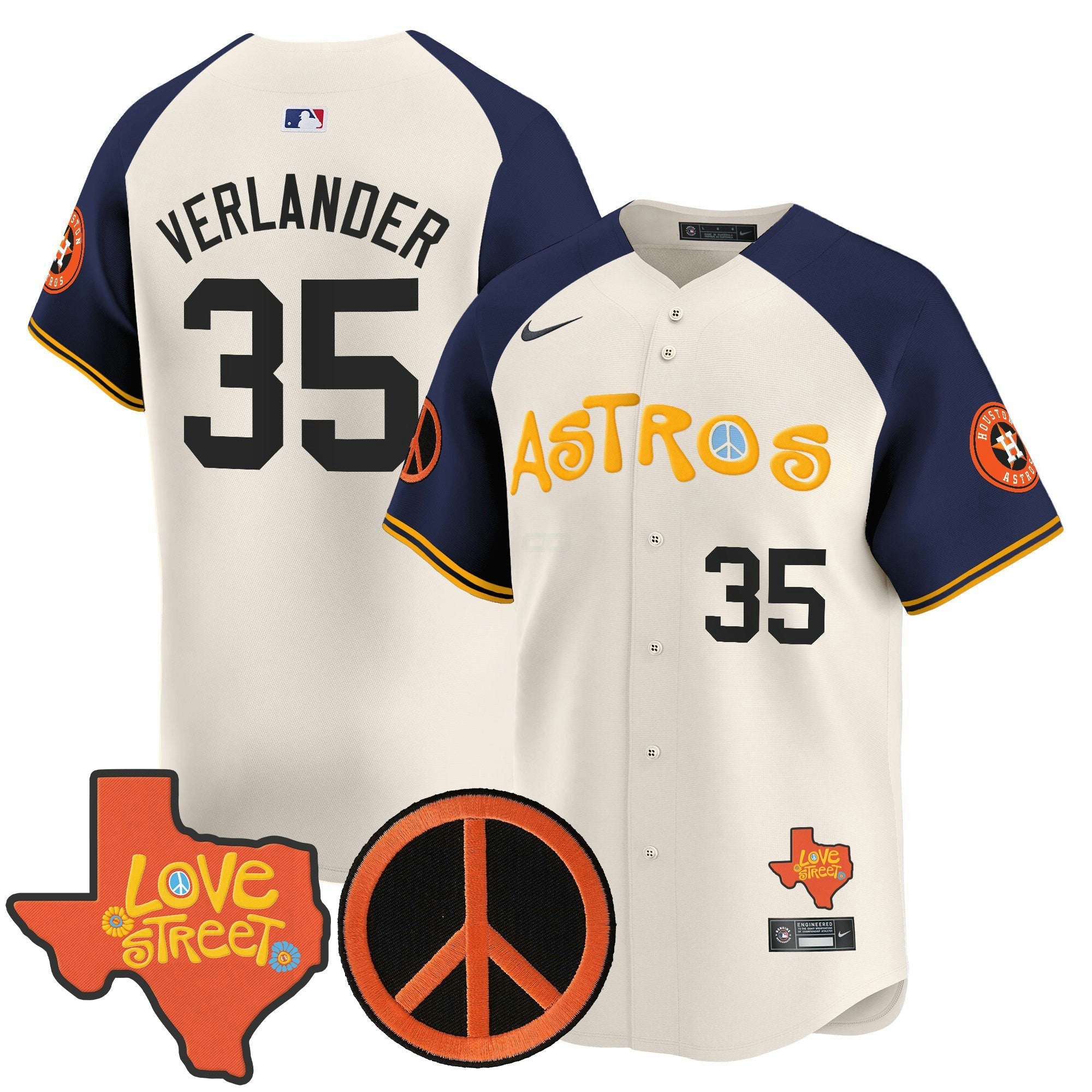 Camisa MLB Men’s Love Street & Peace Sign Patch Vapor Premier Limited Jersey