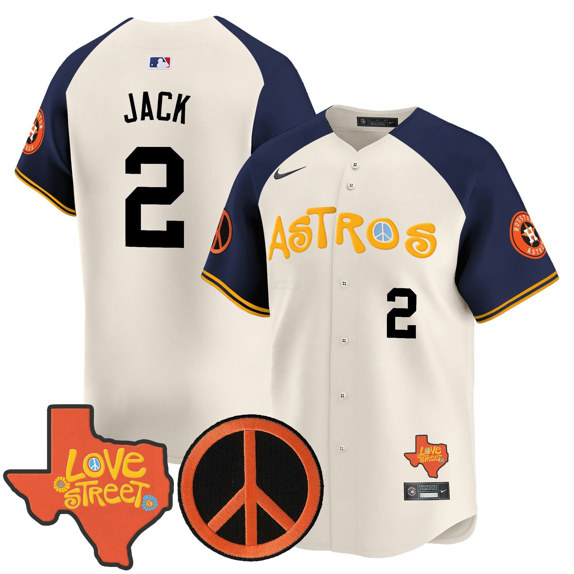 Camisa MLB Men’s Love Street & Peace Sign Patch Vapor Premier Limited Jersey