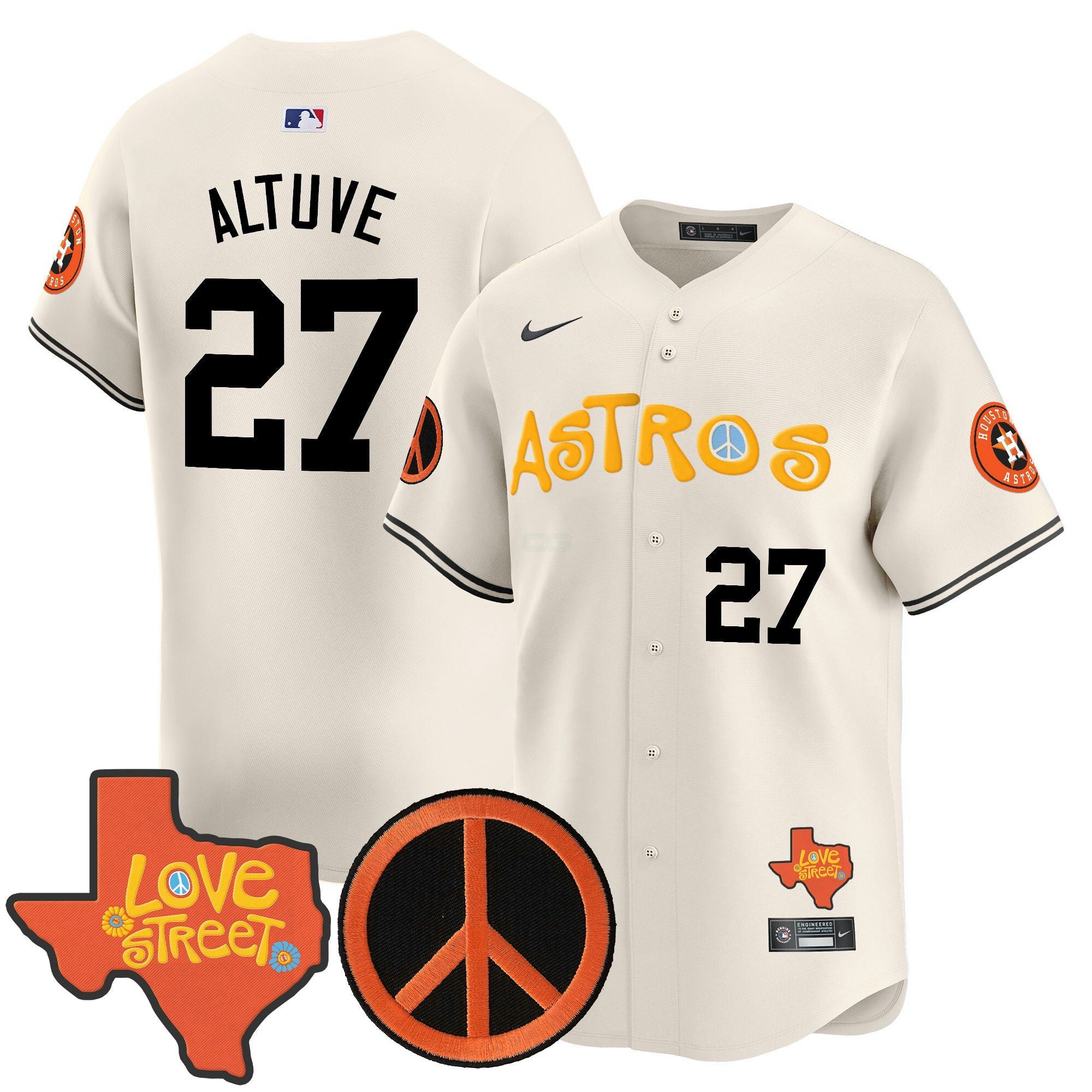 Camisa MLB Men’s Love Street & Peace Sign Patch Vapor Premier Limited Jersey