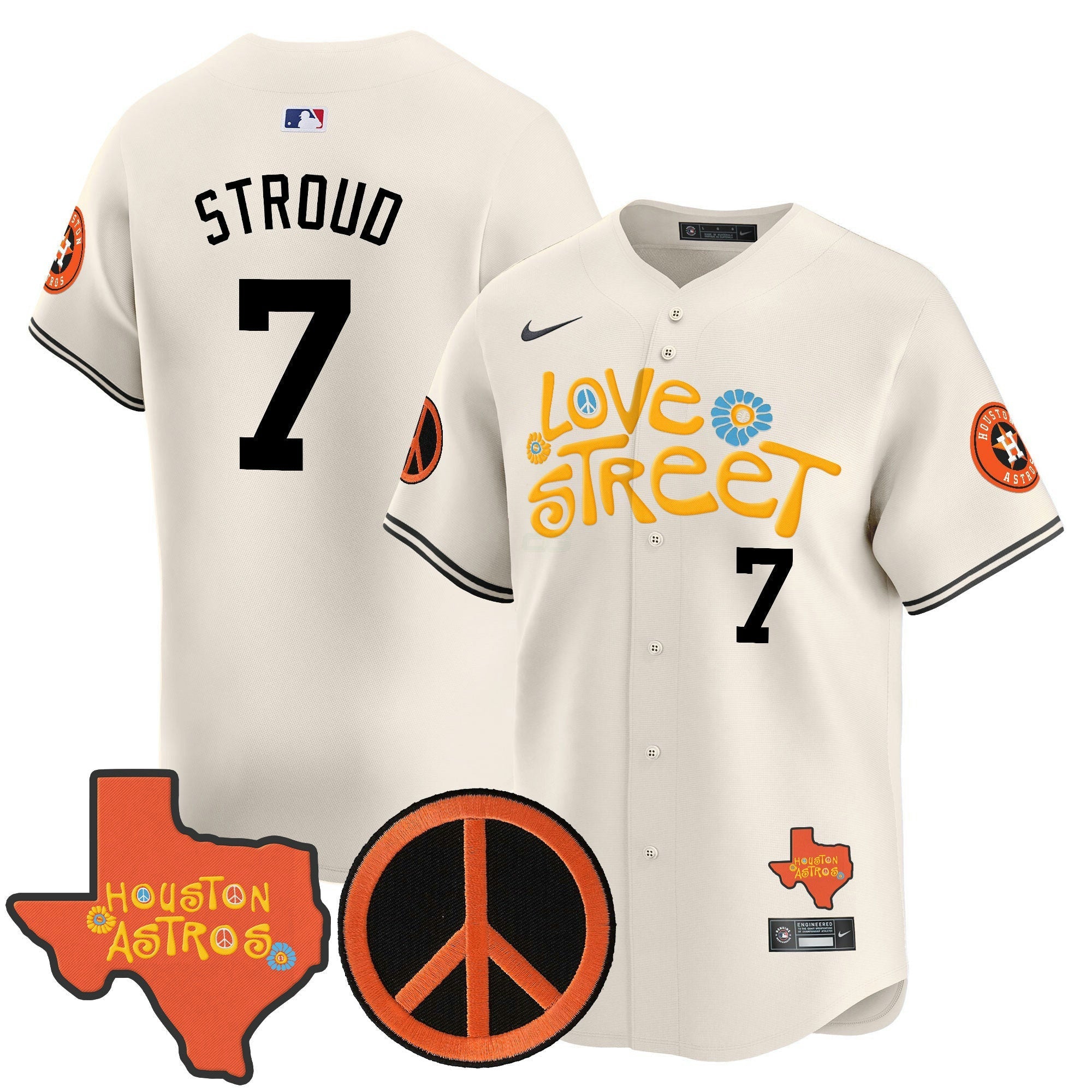 Camisa MLB Men’s Love Street & Peace Sign Patch Vapor Premier Limited Jersey V3