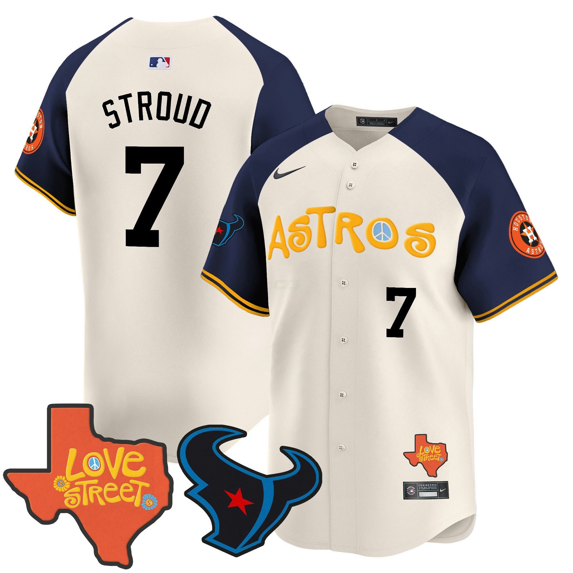 Camisa MLB Men’s Love Street & Texans Patch Vapor Premier Limited Jersey
