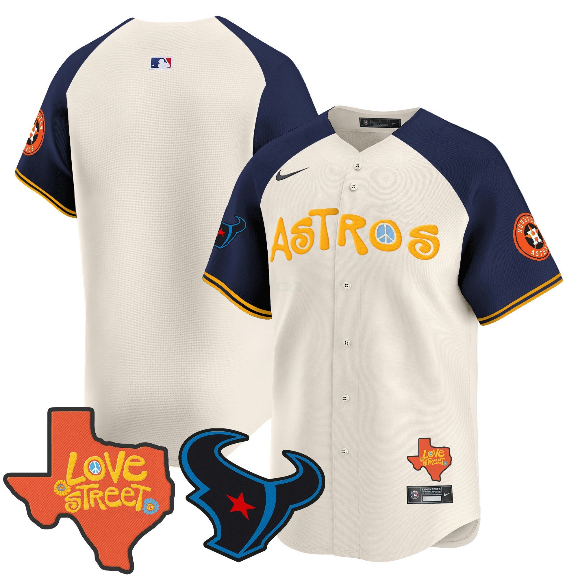 Camisa MLB Men’s Love Street & Texans Patch Vapor Premier Limited Jersey
