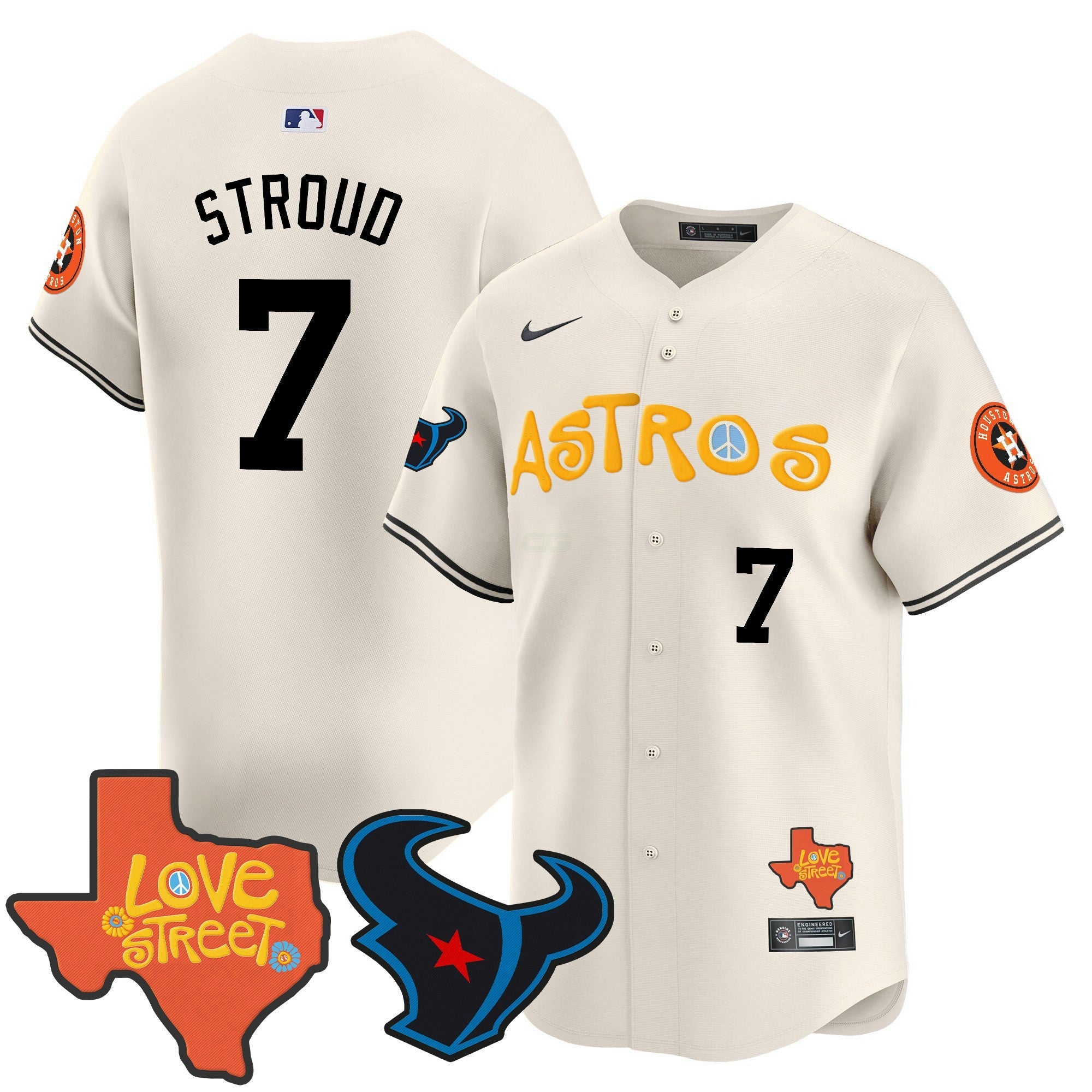 Camisa MLB Men’s Love Street & Texans Patch Vapor Premier Limited Jersey