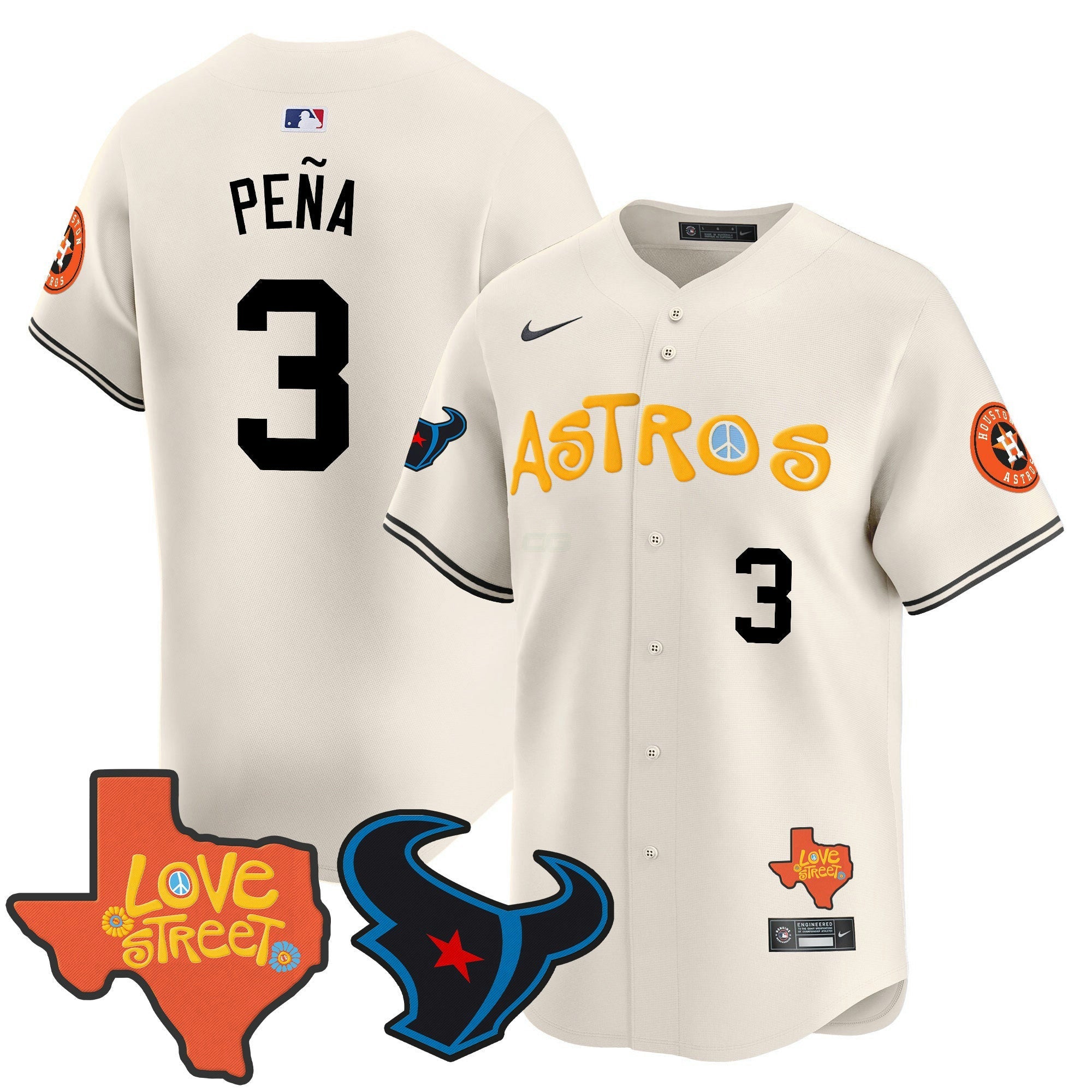 Camisa MLB Men’s Love Street & Texans Patch Vapor Premier Limited Jersey
