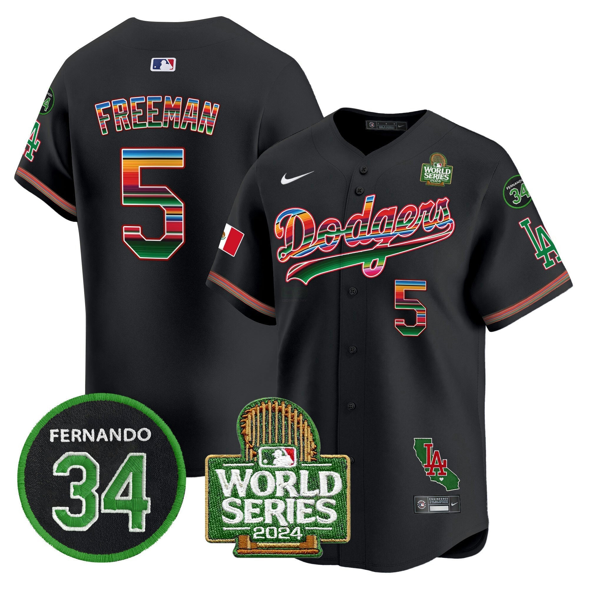 Camisa MLB Men’s Mexico Fernando Memorial & 2024 World Series Patch Vapor Premier Limited Jersey V2