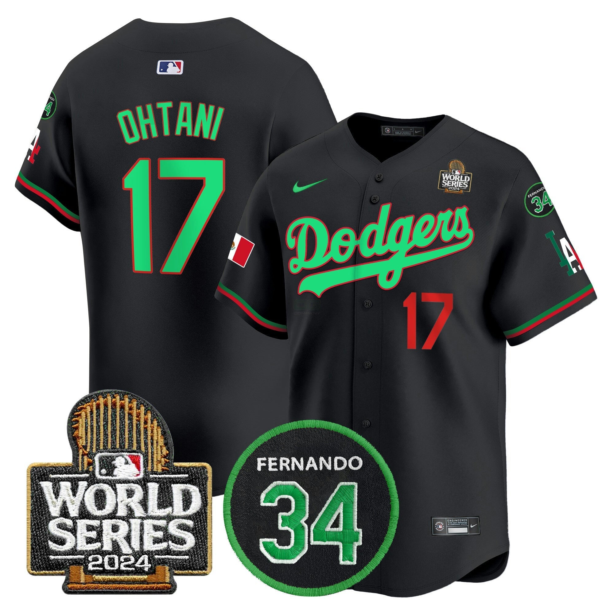 Camisa MLB Men’s Mexico Fernando Memorial & 2024 World Series Patch Vapor Premier Limited Jersey V3