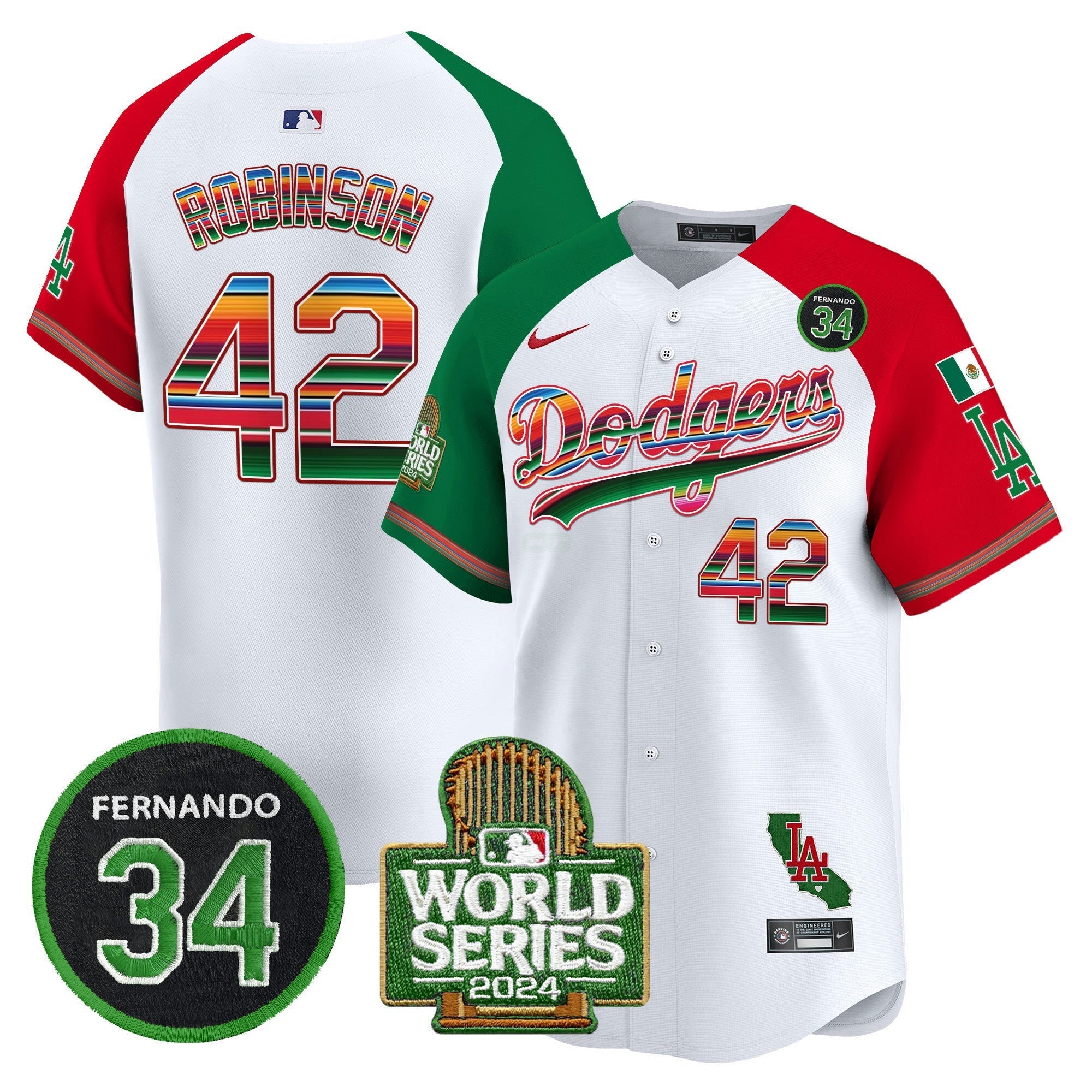 Camisa MLB Men’s Mexico Fernando Memorial & 2024 World Series Patch Vapor Premier Limited Jersey