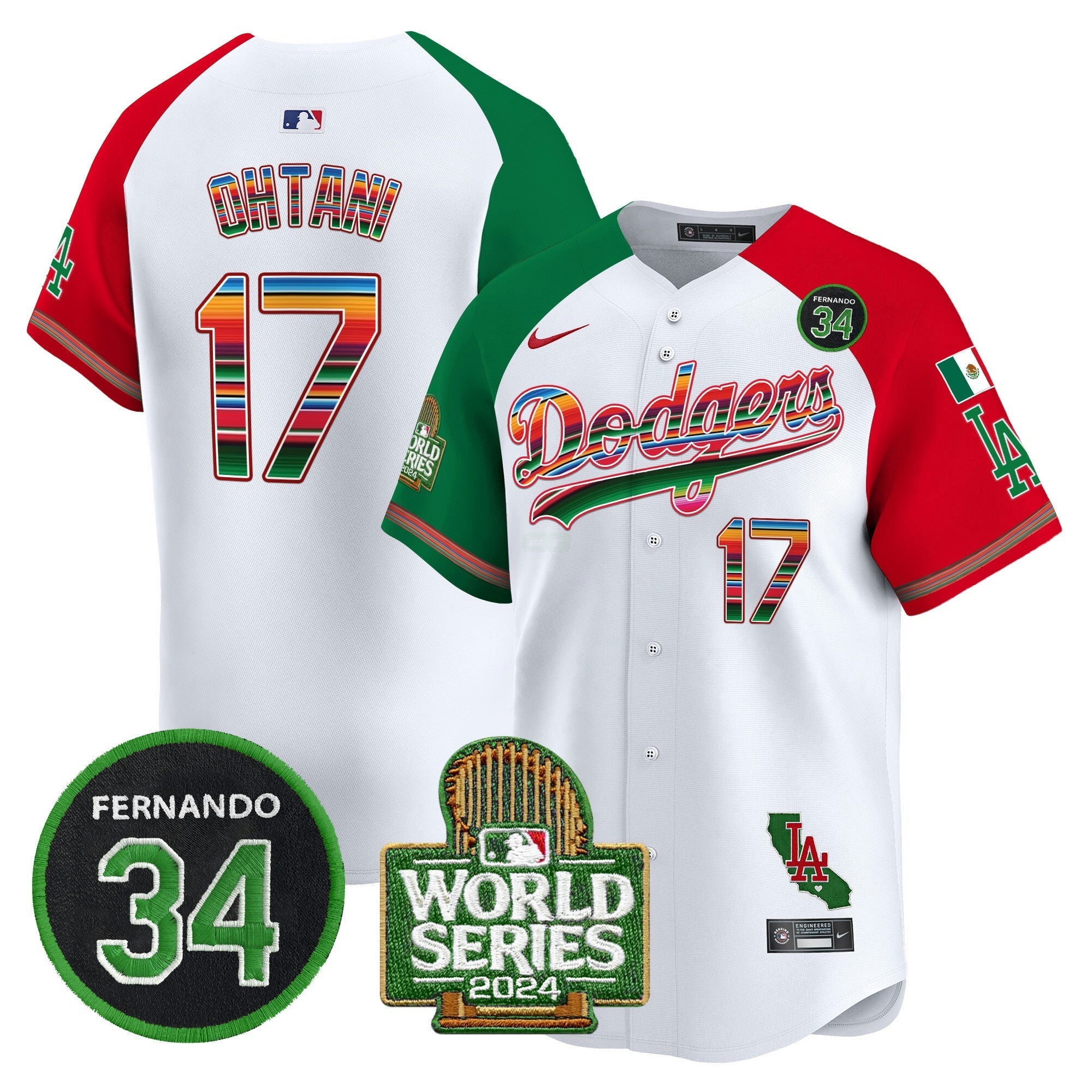 Camisa MLB Men’s Mexico Fernando Memorial & 2024 World Series Patch Vapor Premier Limited Jersey