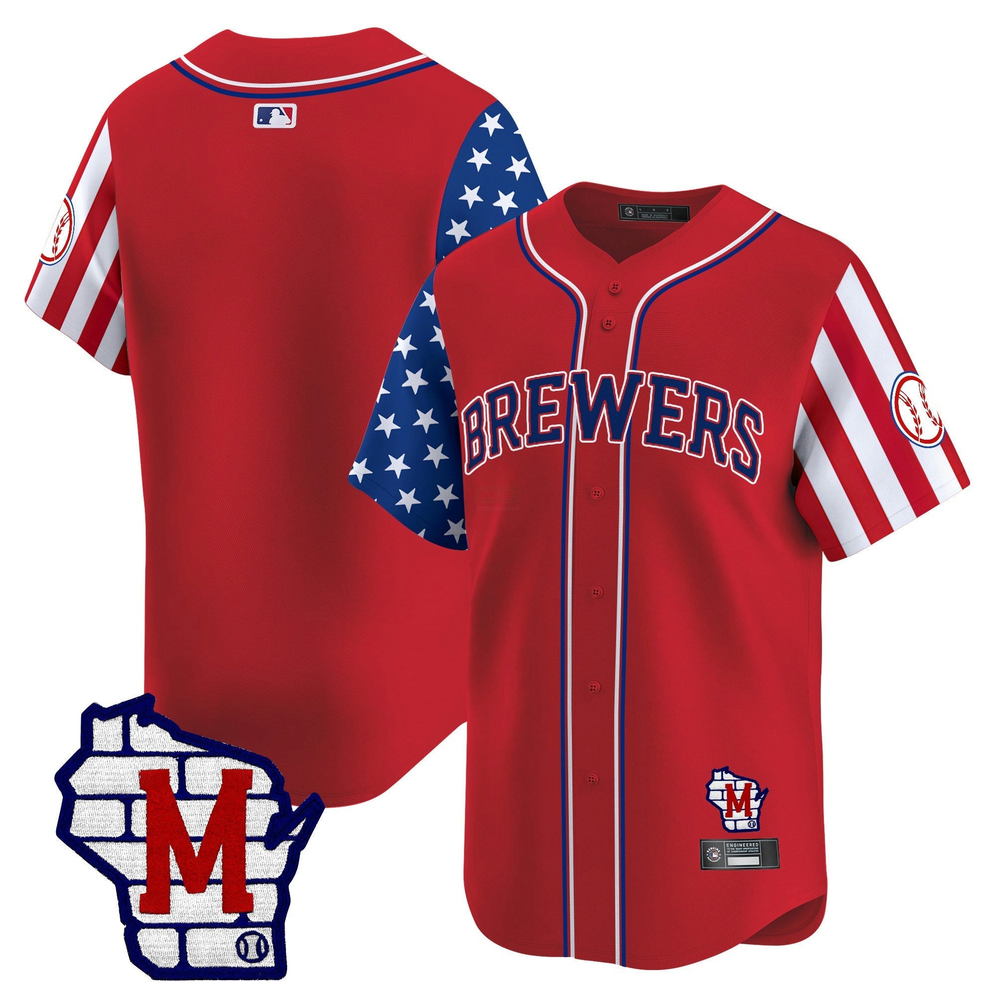 Camisa MLB Men’s Milwaukee 2025 Independence Day Vapor Premier Limited Jersey