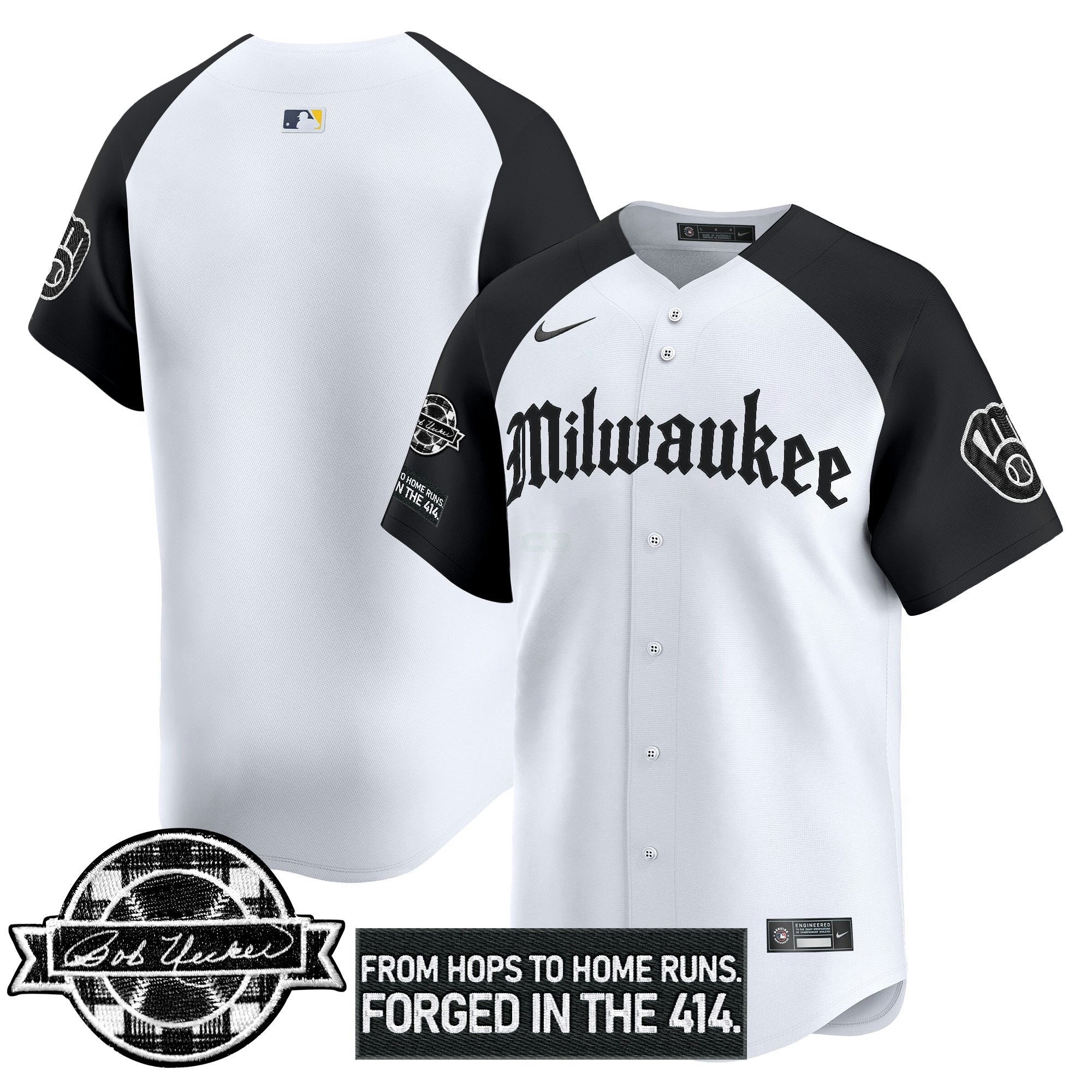 Camisa MLB Men’s Milwaukee Bob Uecker Patch Vapor Premier Limited Jersey – Gothic Edition