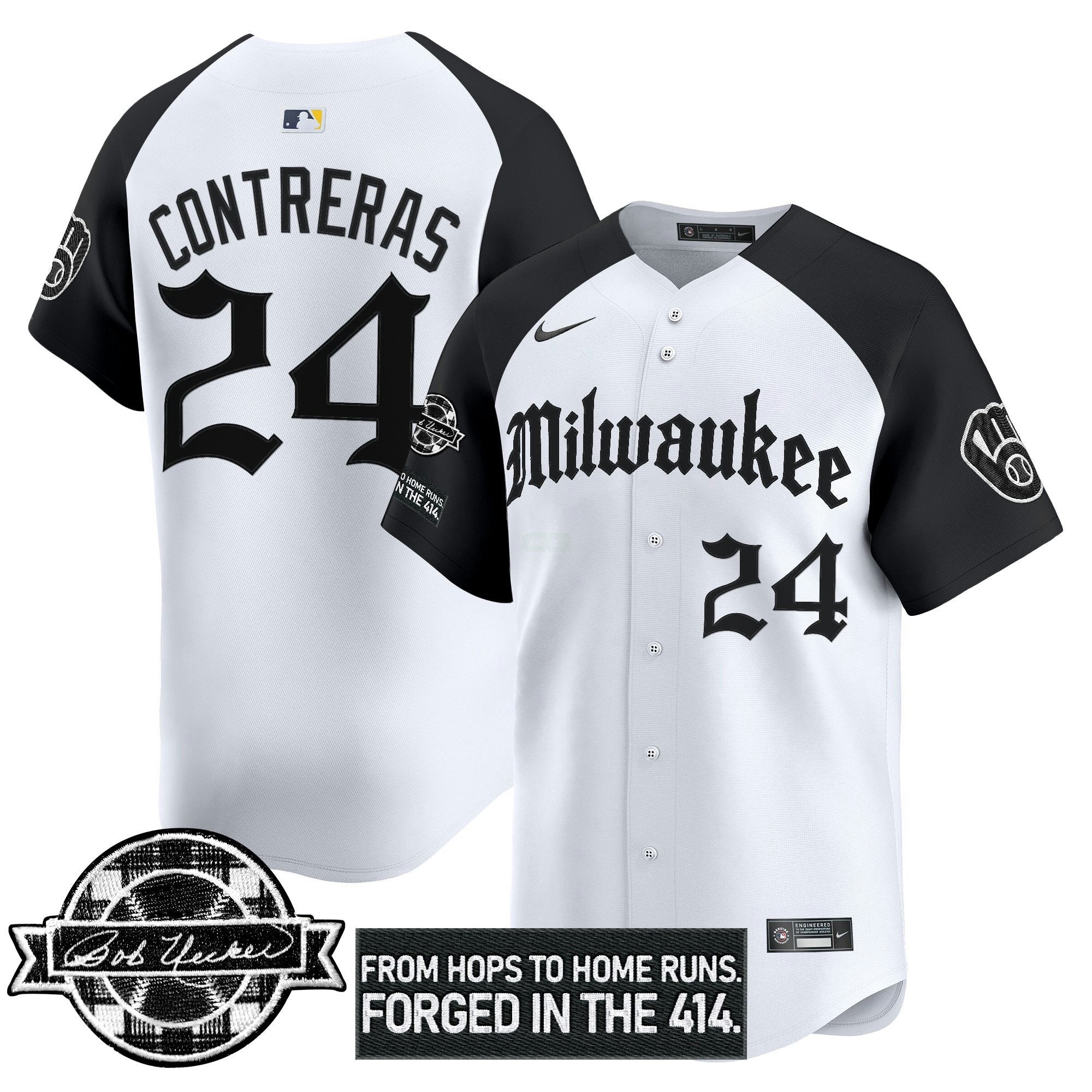 Camisa MLB Men’s Milwaukee Bob Uecker Patch Vapor Premier Limited Jersey – Gothic Edition