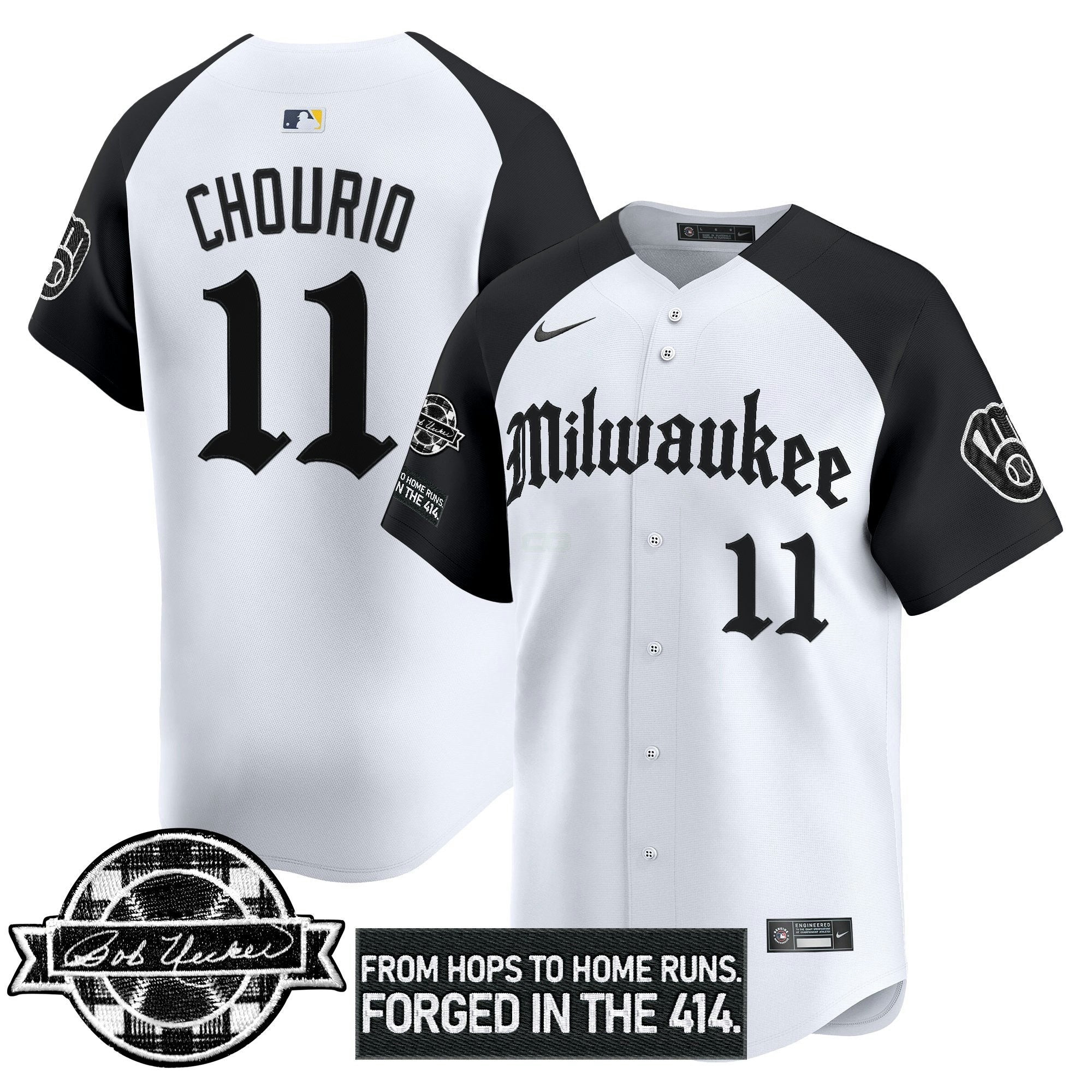 Camisa MLB Men’s Milwaukee Bob Uecker Patch Vapor Premier Limited Jersey – Gothic Edition