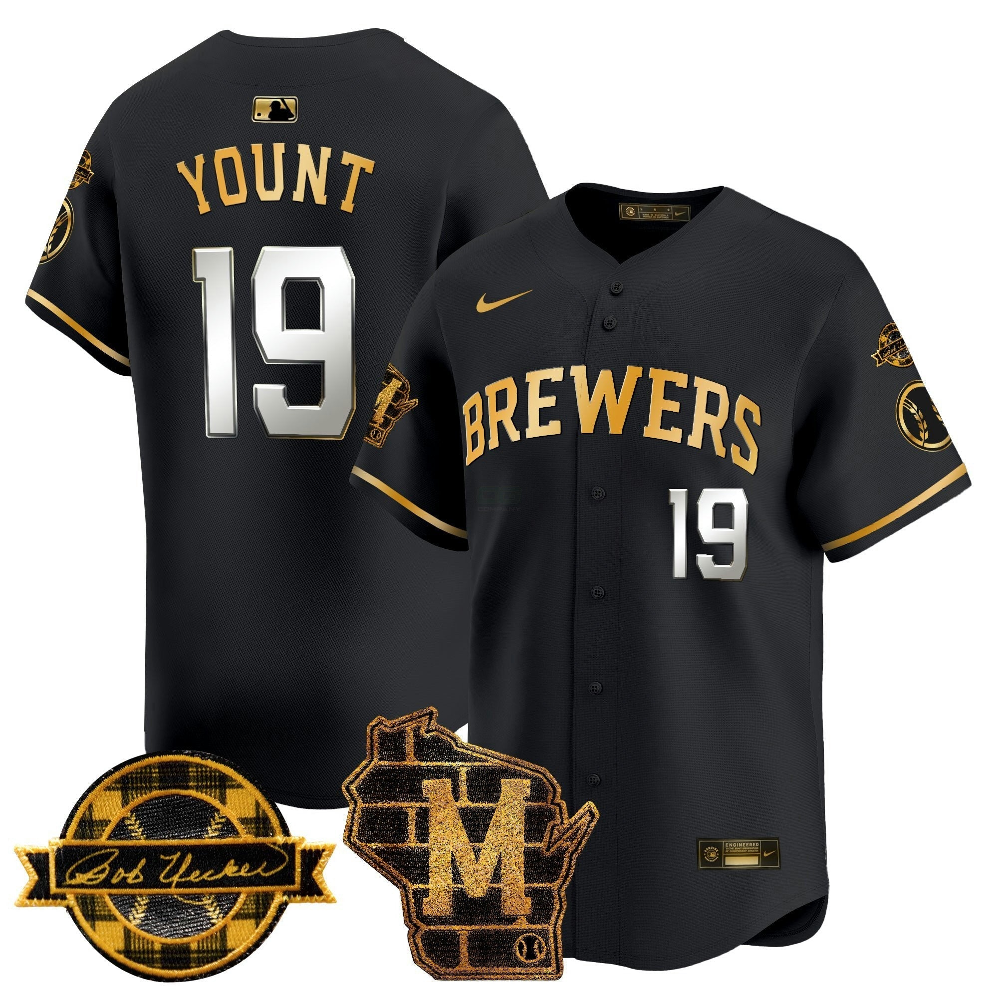 Camisa MLB Men’s Milwaukee Home & Bob Uecker Patch Vapor Premier Limited Jersey
