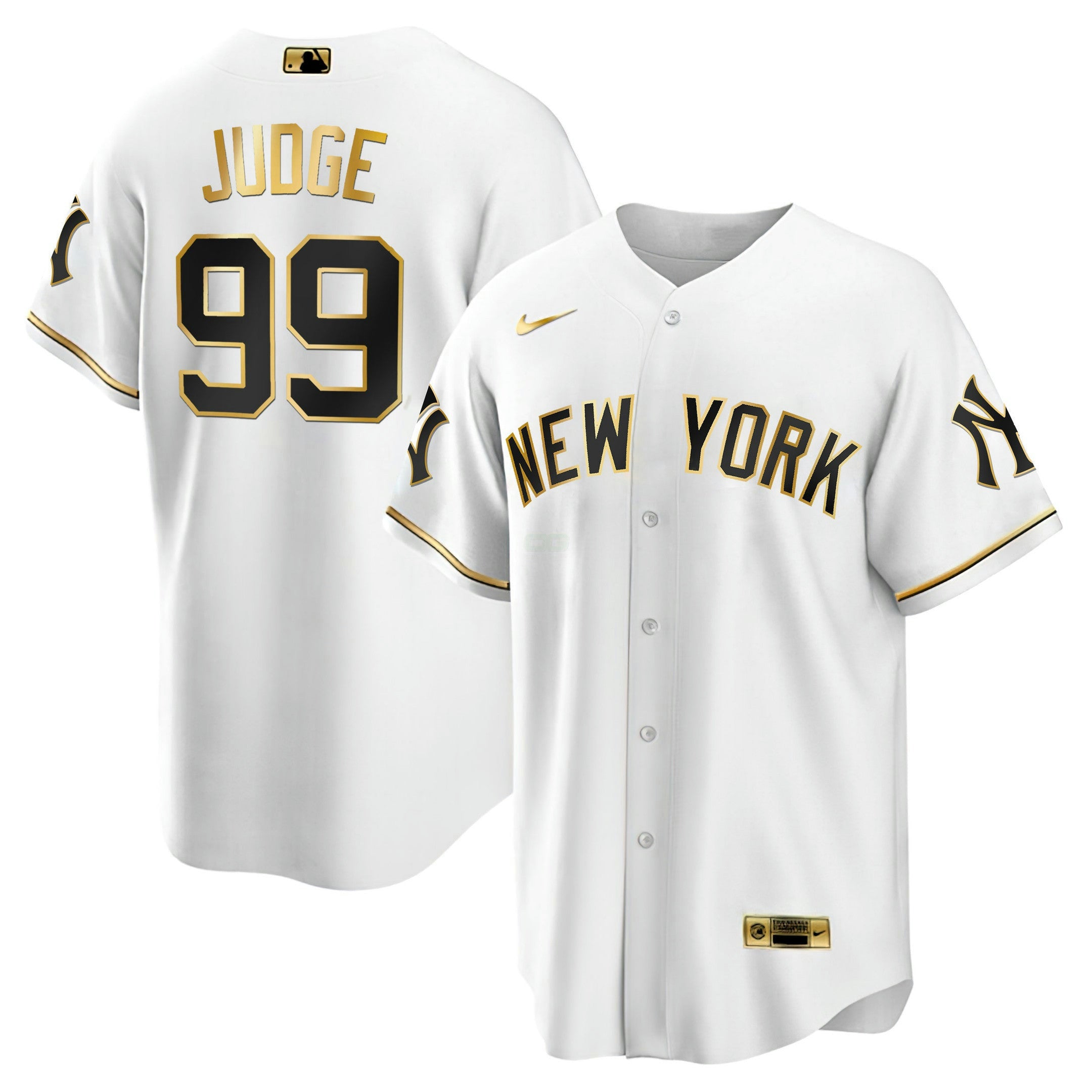 Camisa MLB Men’s New York Branca Dourada & Preta Dourada Jersey