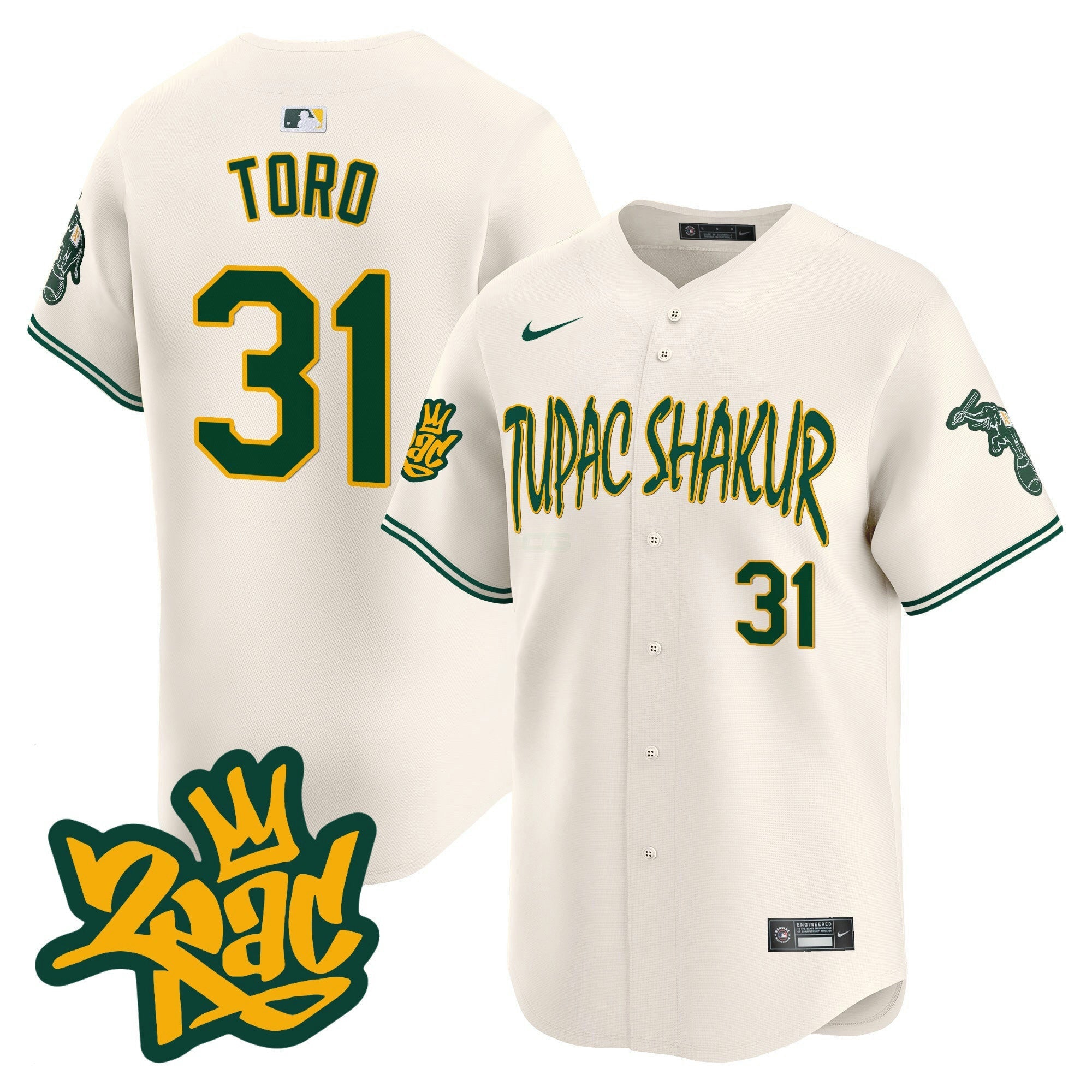 Camisa MLB Men’s Oakland Tupac Shakur Vapor Premier Limited Jersey