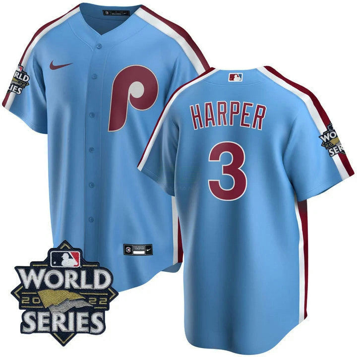 Camisa MLB Men’s Philadelphia Cooperstown 2022 World Series Patch Jersey