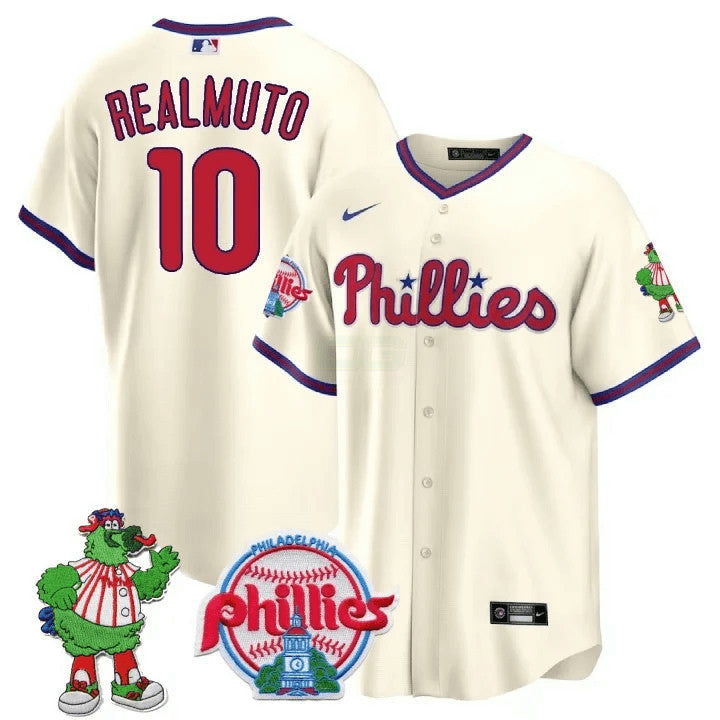 Camisa MLB Men’s Philadelphia Phillie Phanatic Patch Cool Base Jersey