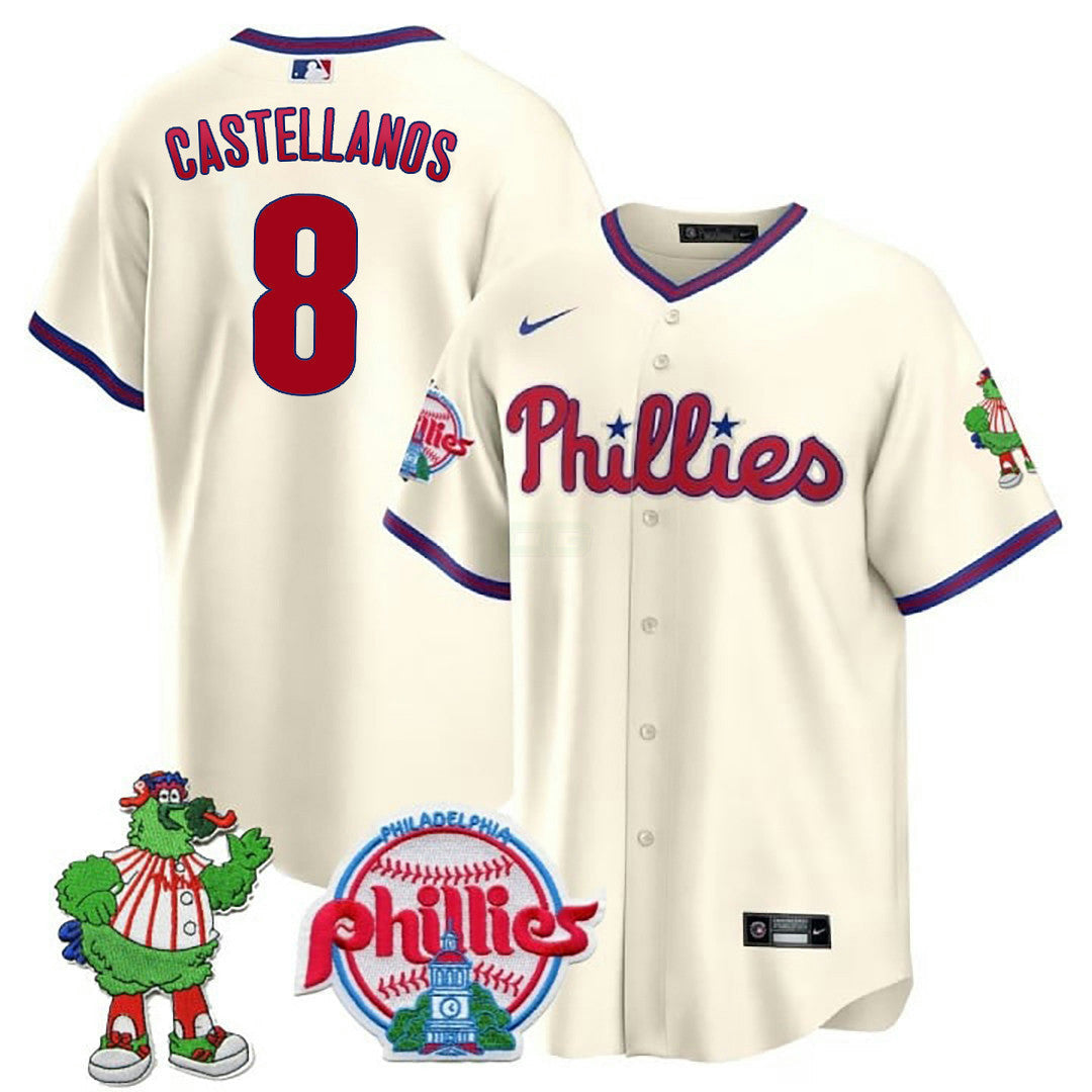 Camisa MLB Men’s Philadelphia Phillie Phanatic Patch Cool Base Jersey
