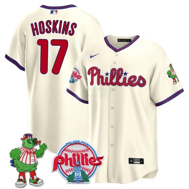 Camisa MLB Men’s Philadelphia Phillie Phanatic Patch Cool Base Jersey