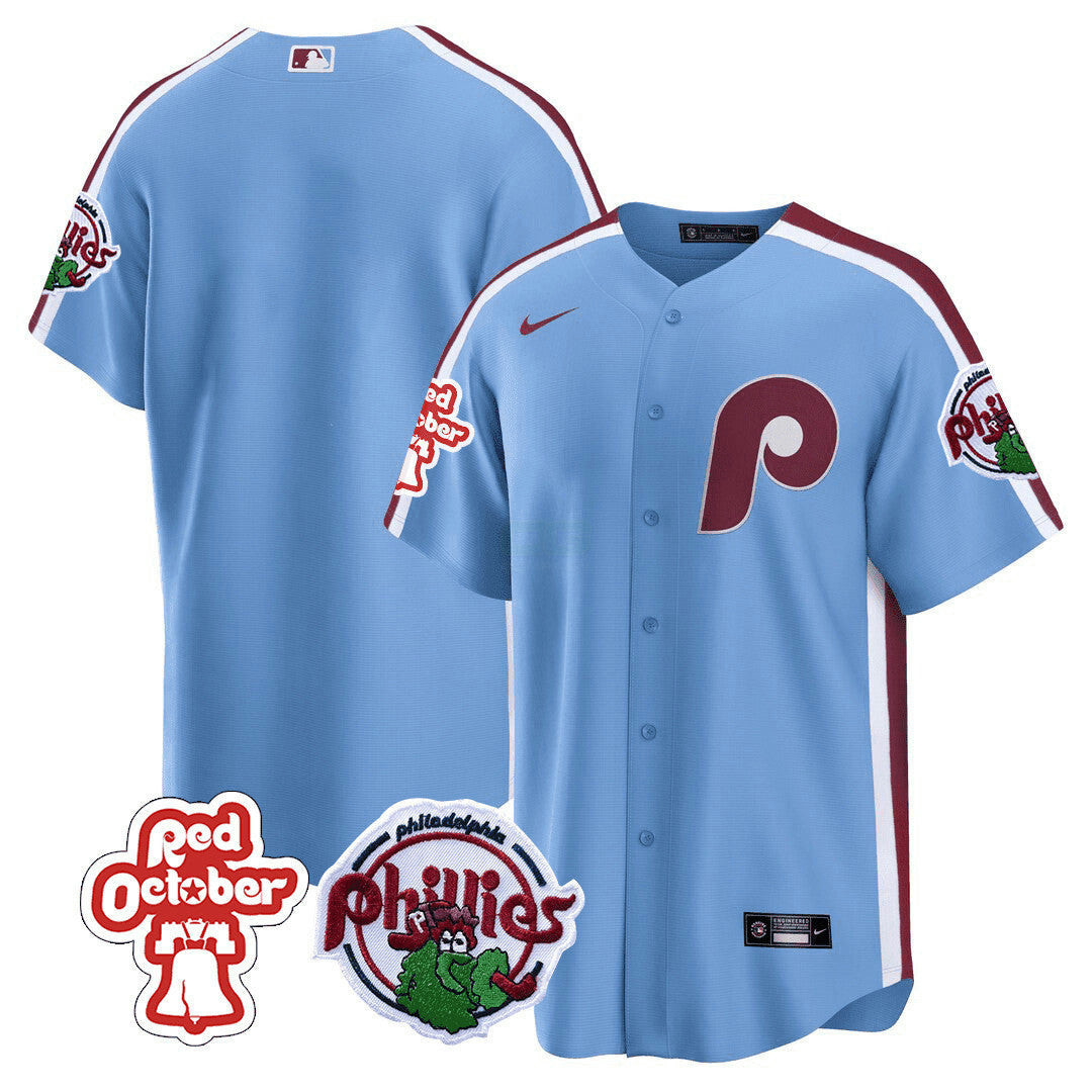 Camisa MLB Men’s Philadelphia Red October Patch Cool Base Jersey
