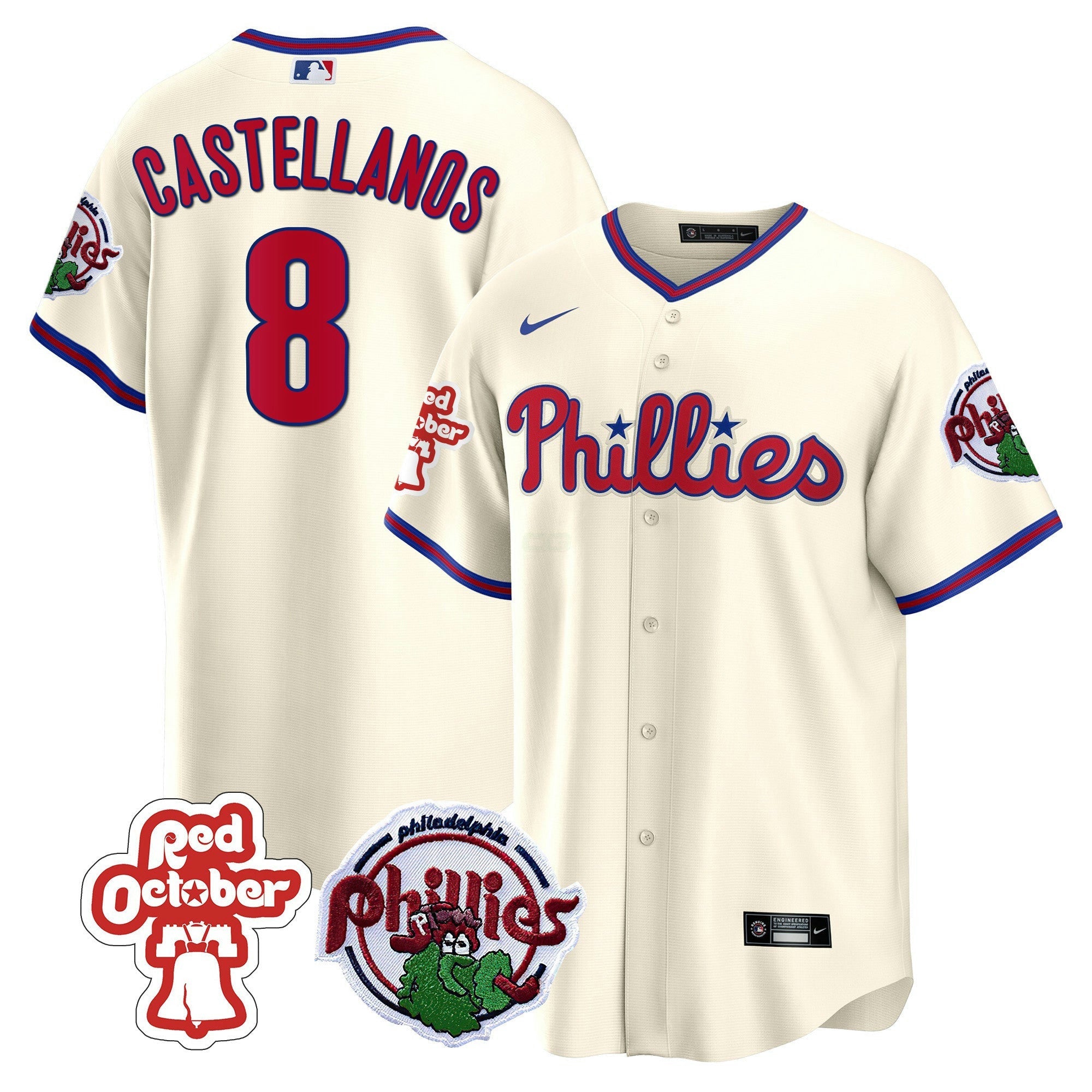 Camisa MLB Men’s Philadelphia Red October Patch Cool Base Jersey