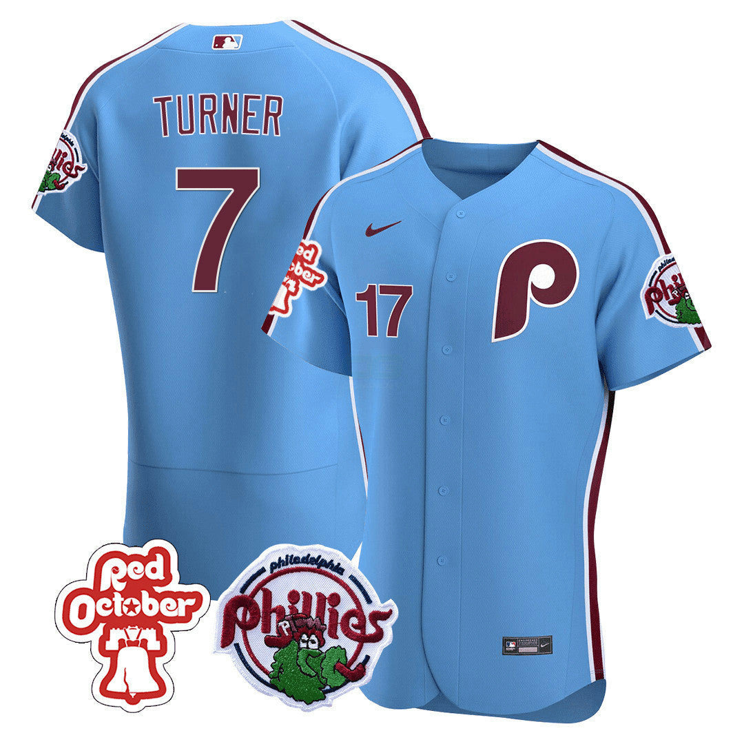 Camisa MLB Men’s Philadelphia Red October Patch Flex Base Jersey