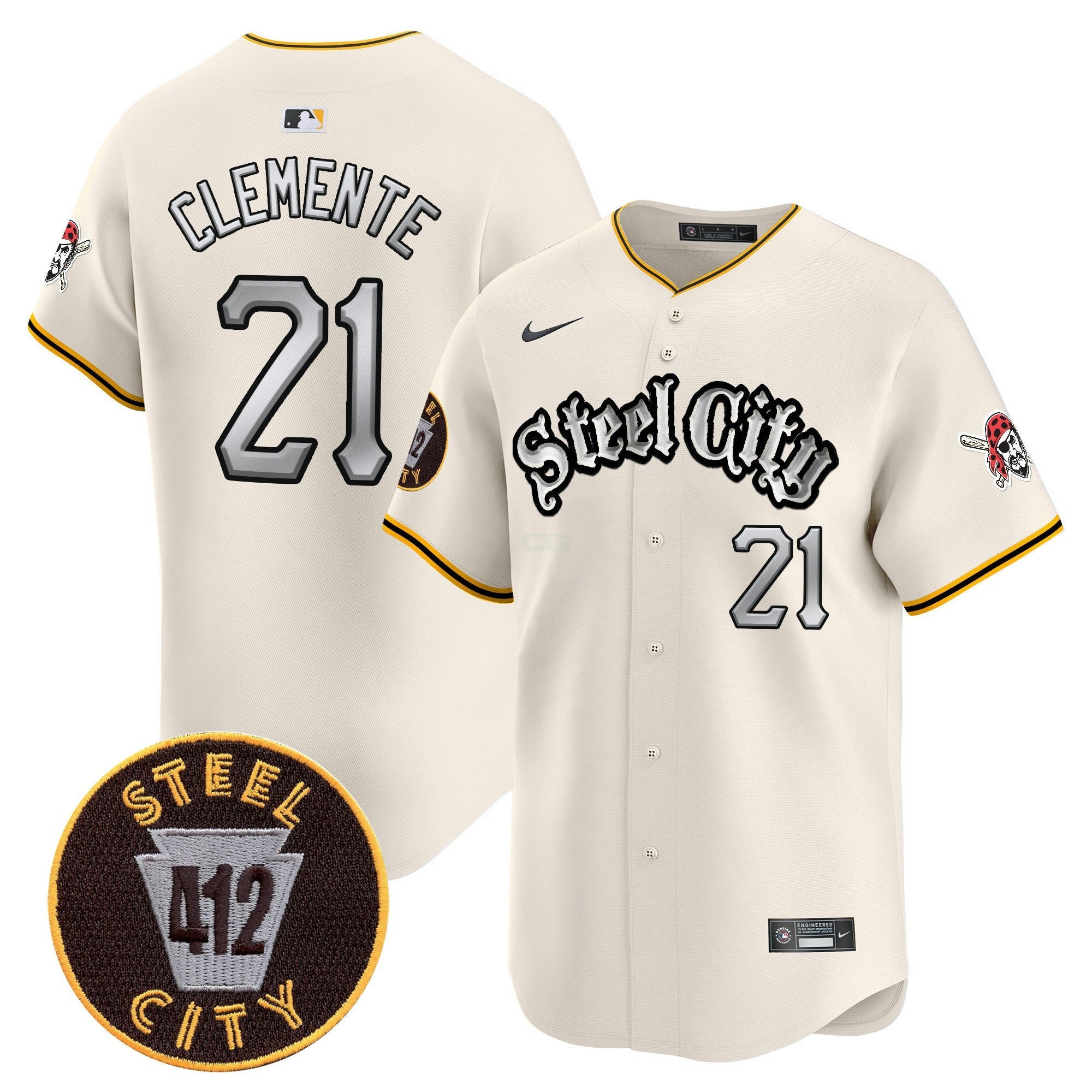 Camisa MLB Men’s Pittsburgh 412 Patch Vapor Premier Limited Jersey V2