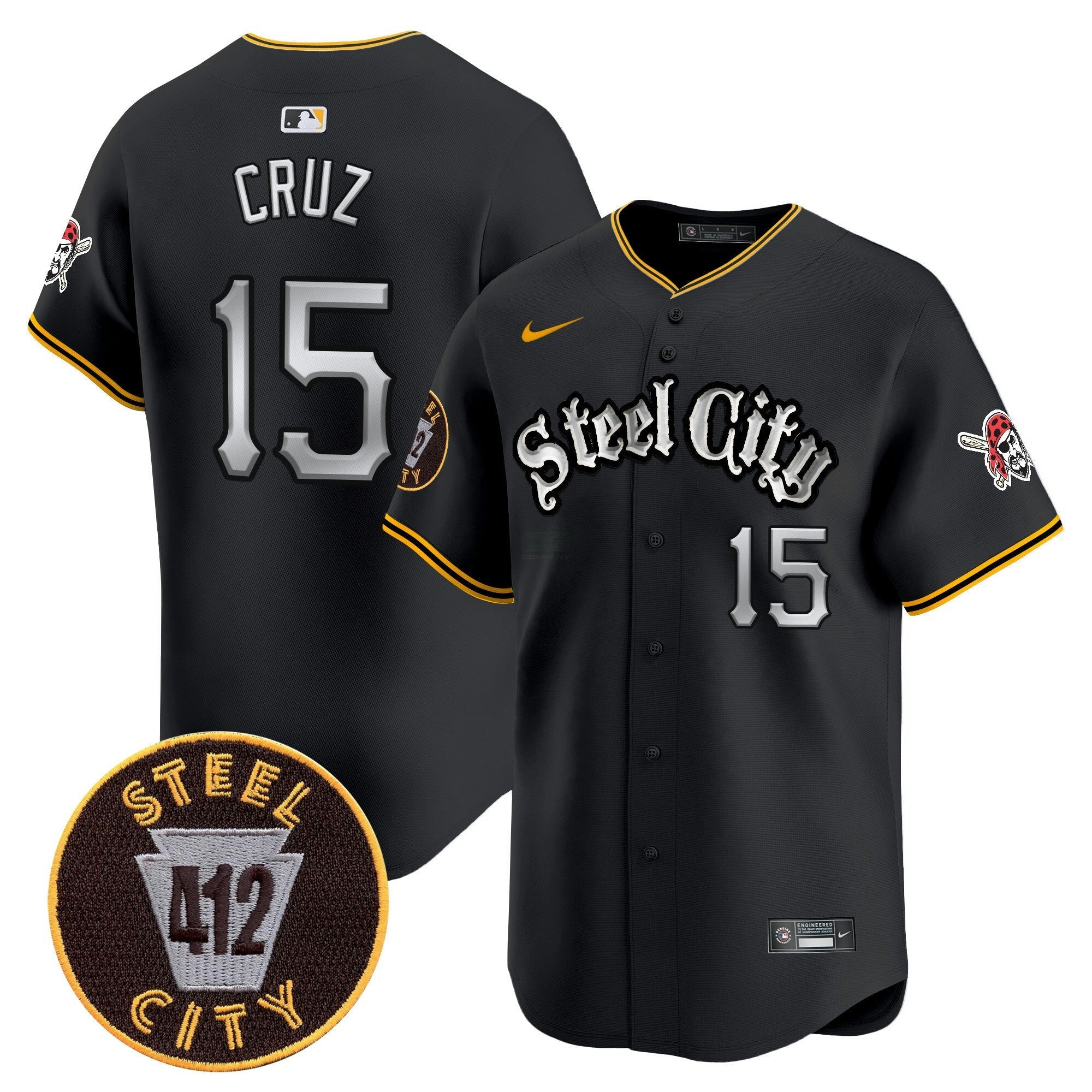 Camisa MLB Men’s Pittsburgh 412 Patch Vapor Premier Limited Jersey V2