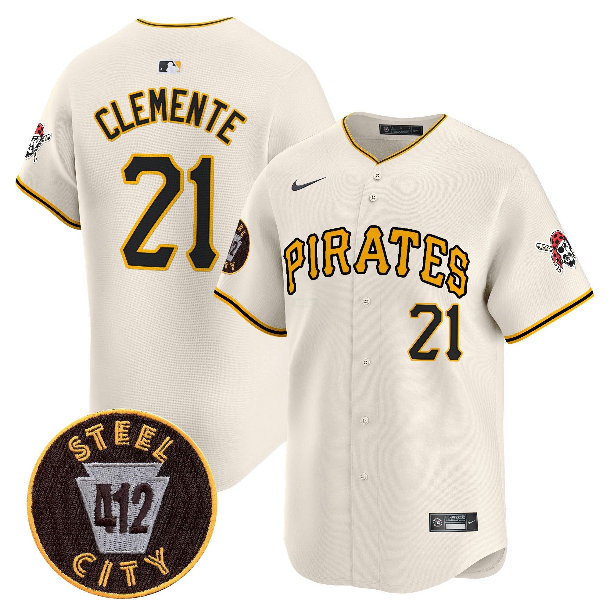 Camisa MLB Men’s Pittsburgh 412 Patch Vapor Premier Limited Jersey V3