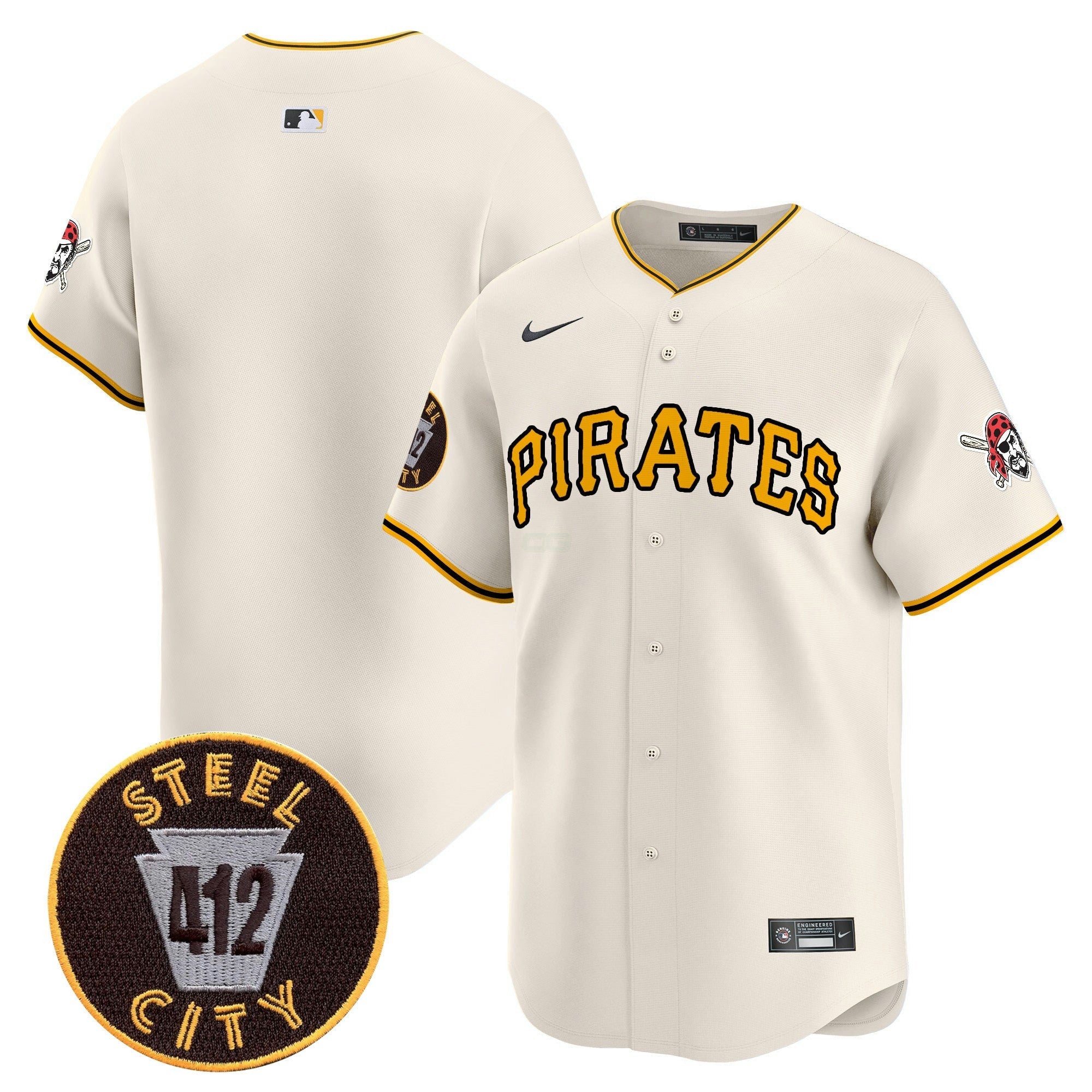 Camisa MLB Men’s Pittsburgh 412 Patch Vapor Premier Limited Jersey V3