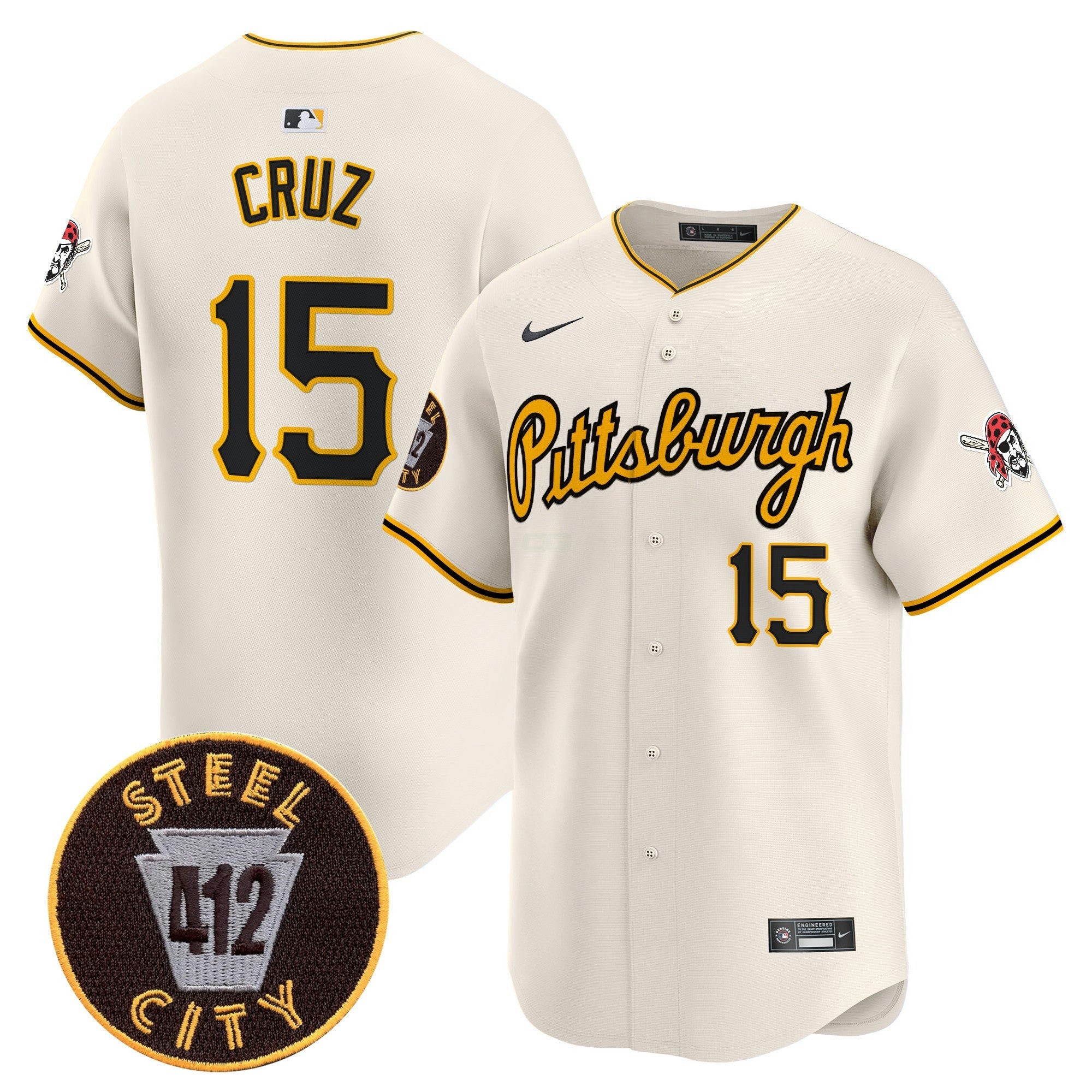 Camisa MLB Men’s Pittsburgh 412 Patch Vapor Premier Limited Jersey V4
