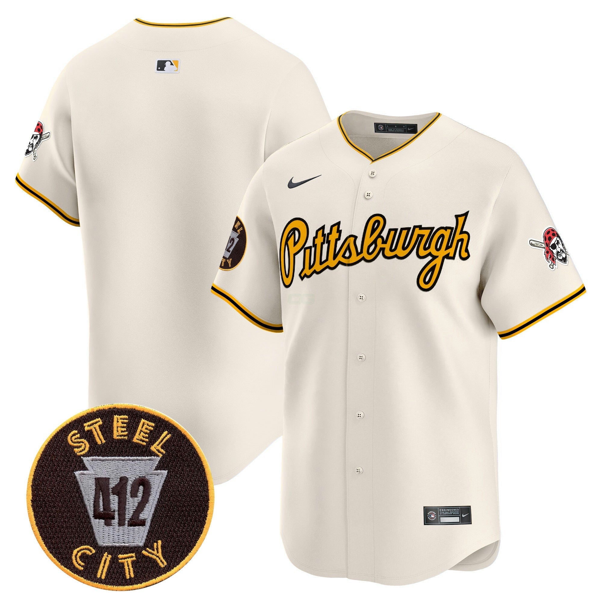 Camisa MLB Men’s Pittsburgh 412 Patch Vapor Premier Limited Jersey V4