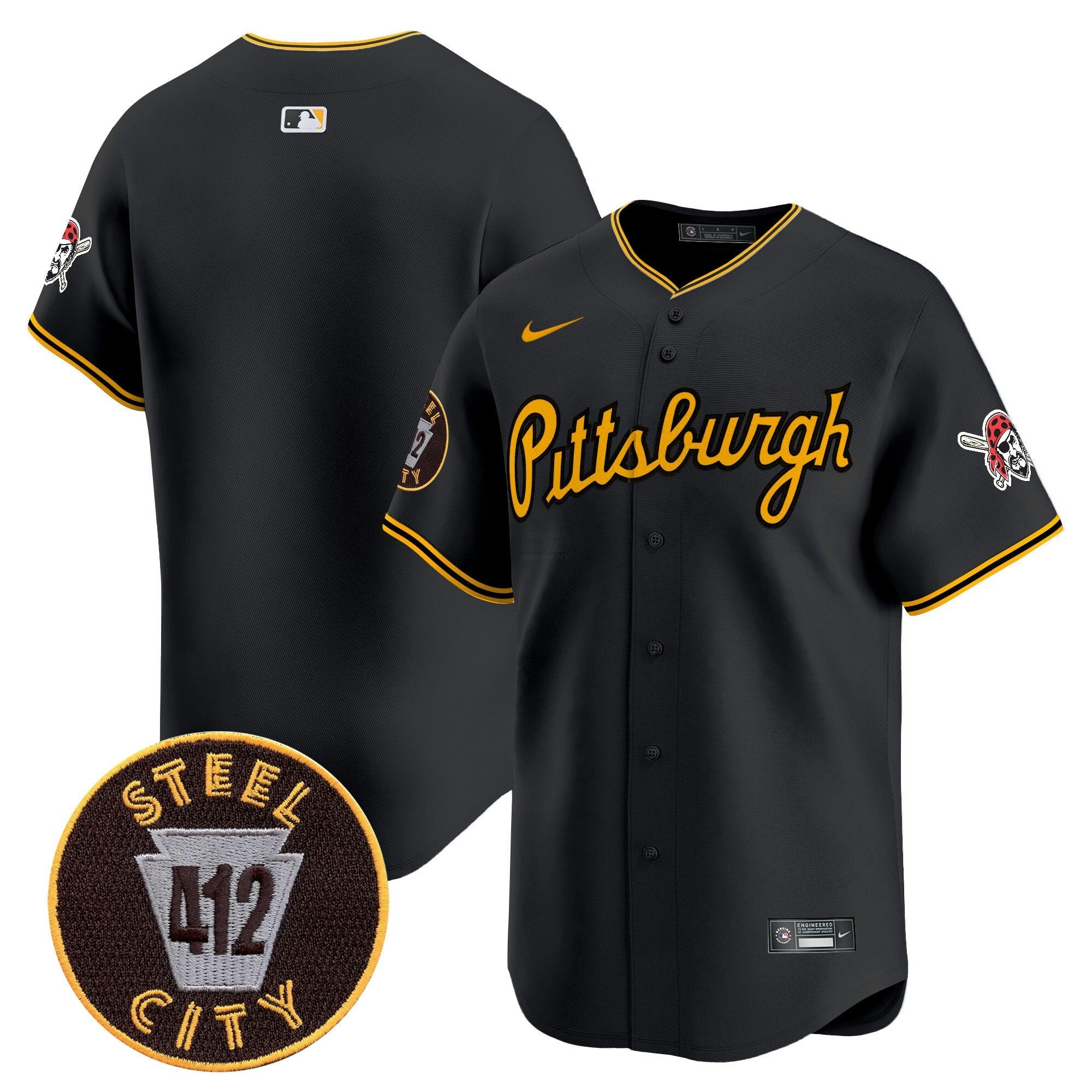 Camisa MLB Men’s Pittsburgh 412 Patch Vapor Premier Limited Jersey V4