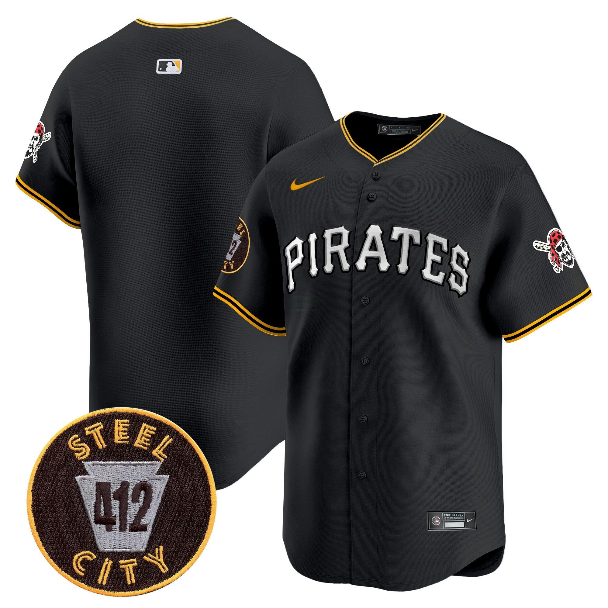 Camisa MLB Men’s Pittsburgh 412 Patch Vapor Premier Limited Jersey V6