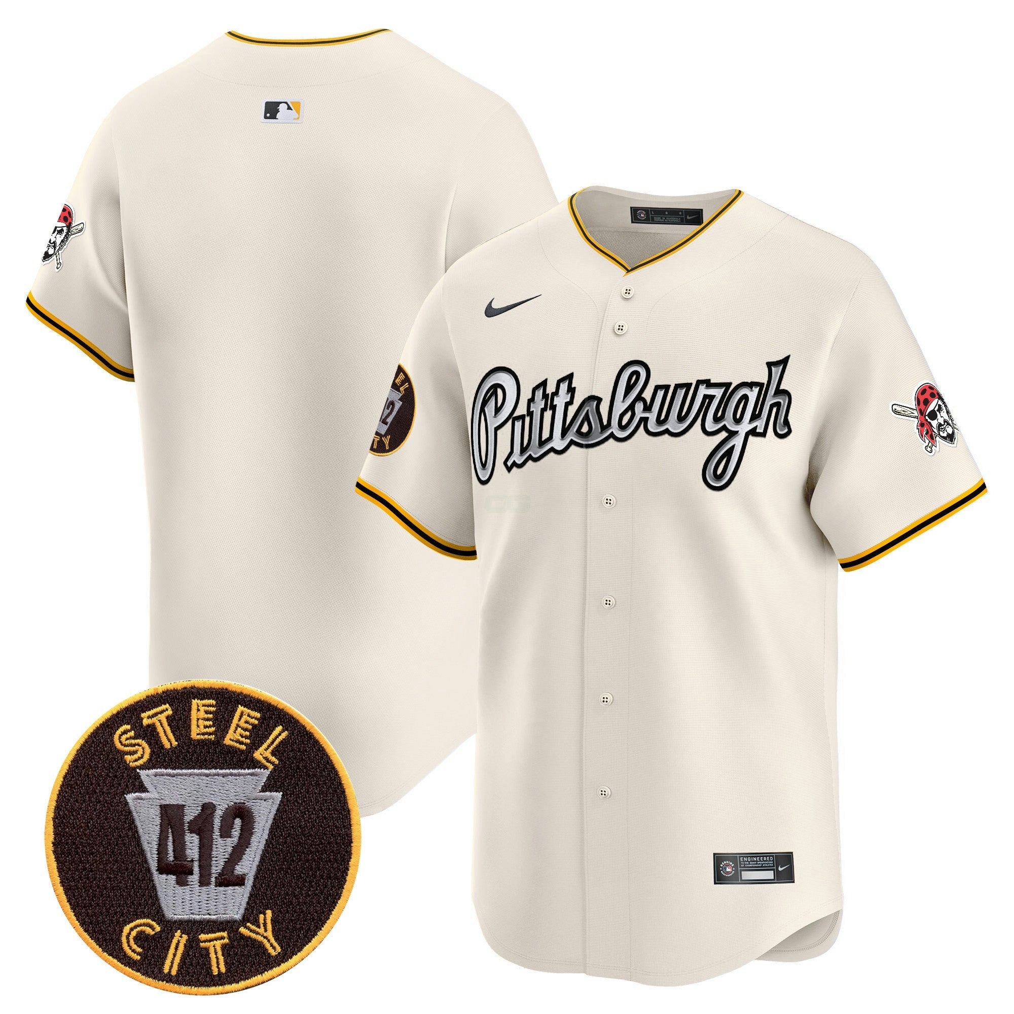 Camisa MLB Men’s Pittsburgh 412 Patch Vapor Premier Limited Jersey V7