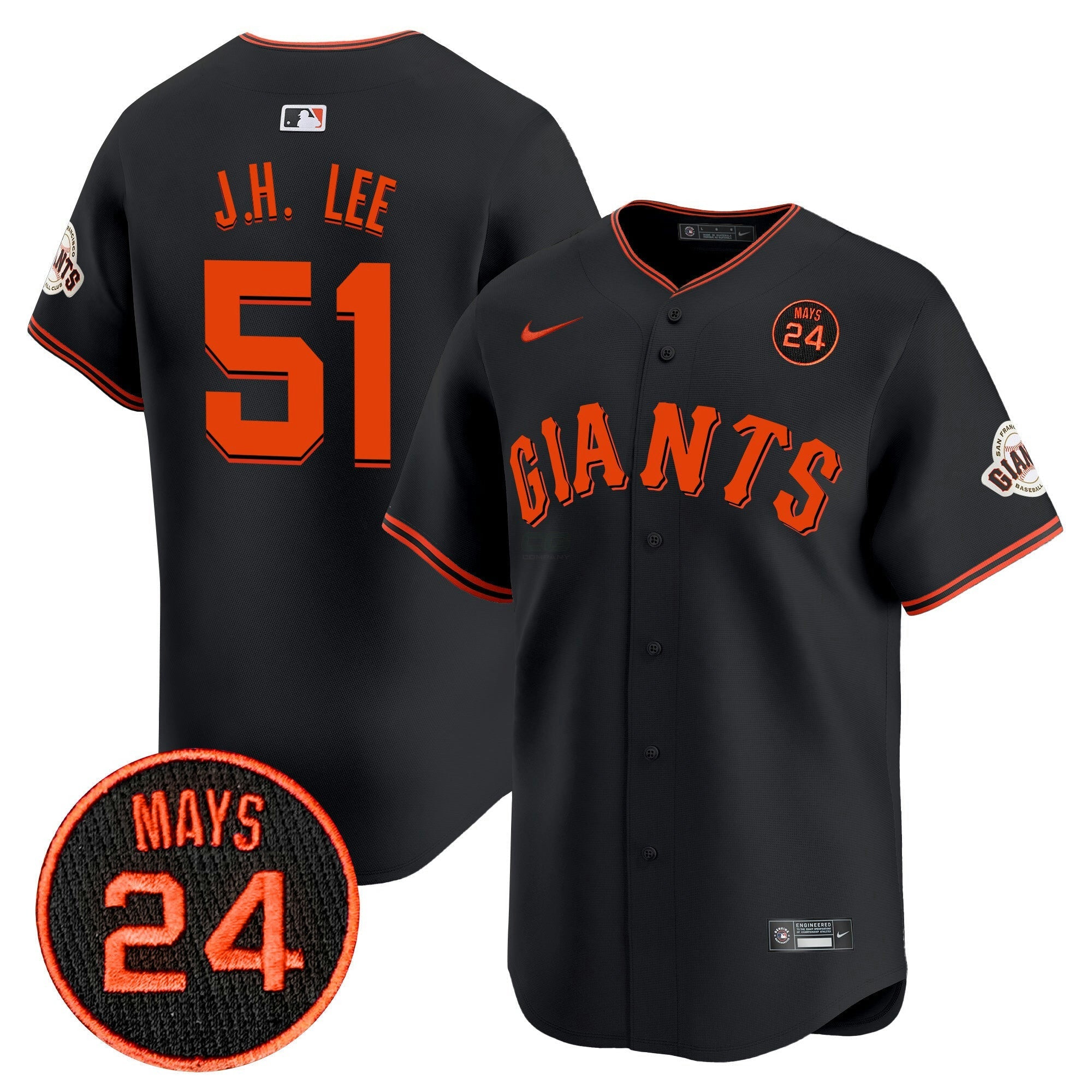 Camisa MLB Men’s San Francisco 2024 Willie Mays Patch Vapor Premier Limited Jersey V3