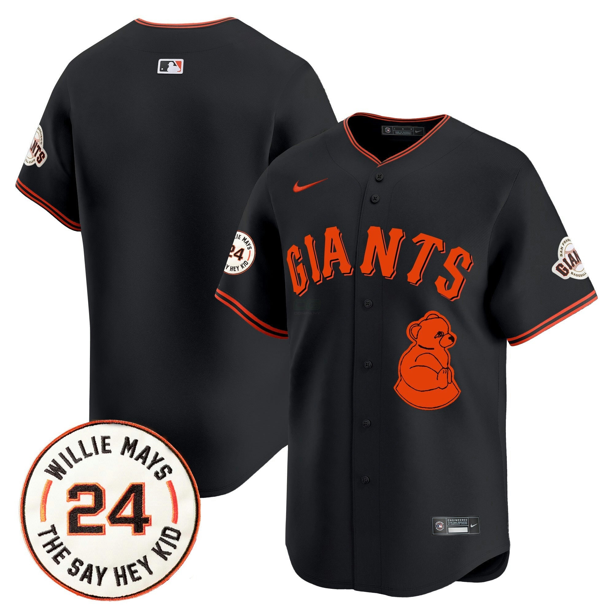 Camisa MLB Men’s San Francisco 2024 Willie Mays Patch Vapor Premier Limited Jersey V4