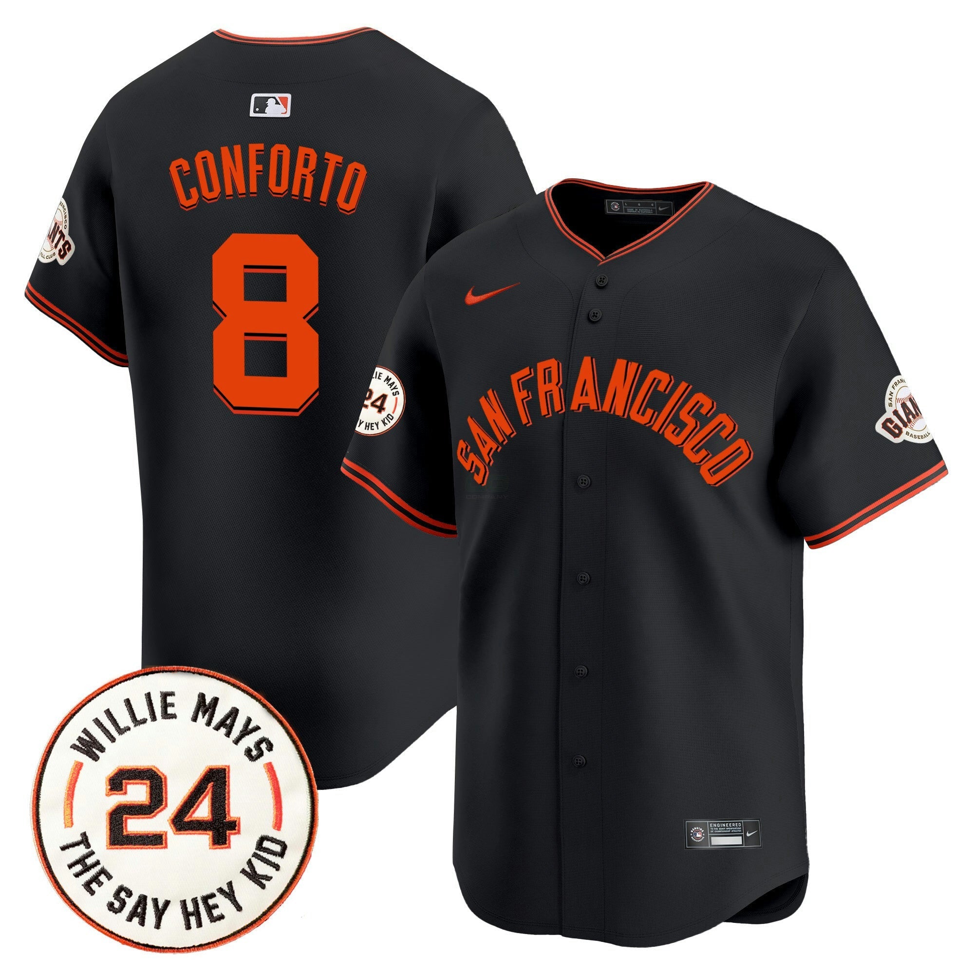 Camisa MLB Men’s San Francisco 2024 Willie Mays Patch Vapor Premier Limited Jersey V5