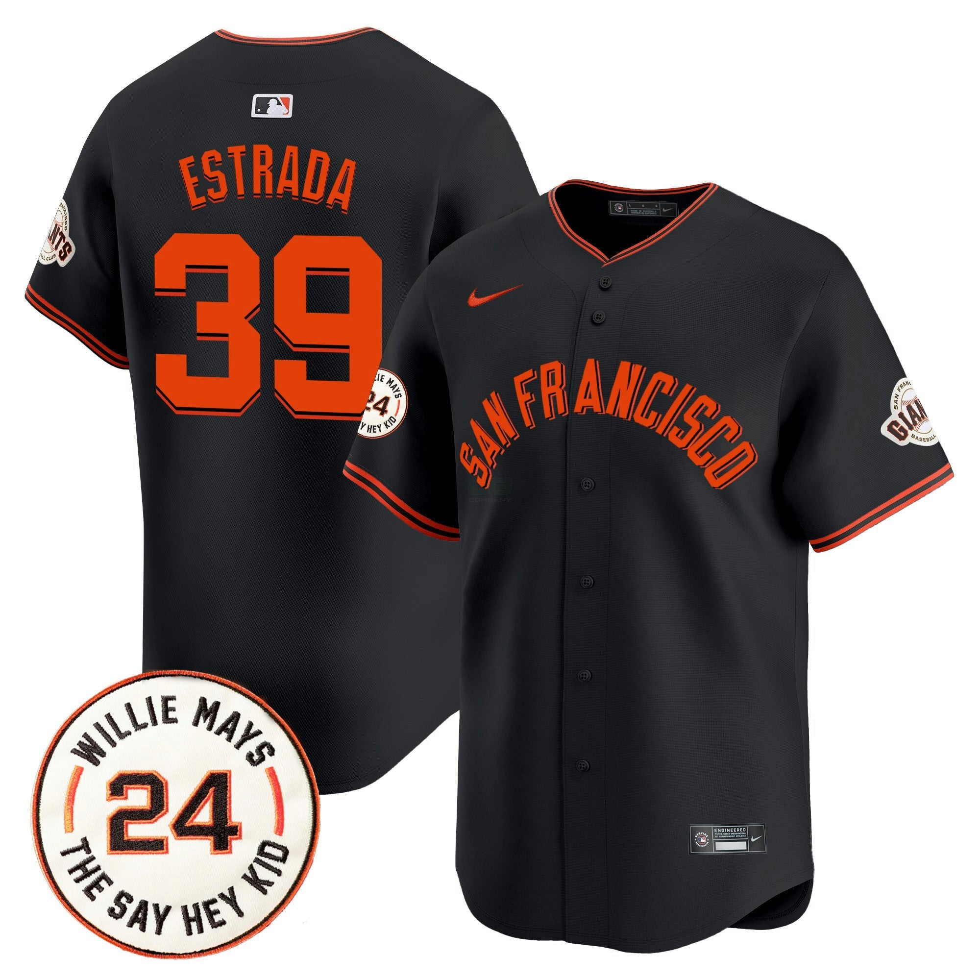Camisa MLB Men’s San Francisco 2024 Willie Mays Patch Vapor Premier Limited Jersey V5