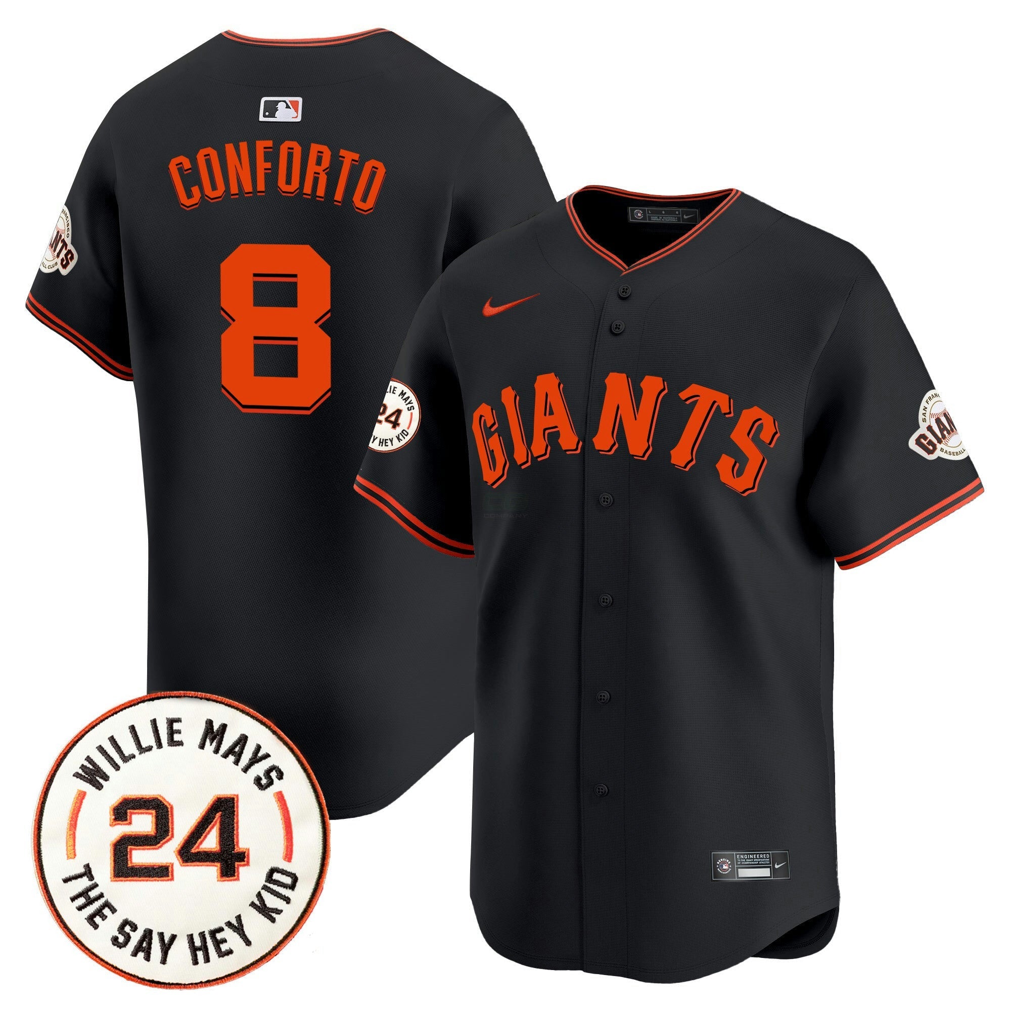 Camisa MLB Men’s San Francisco 2024 Willie Mays Patch Vapor Premier Limited Jersey V6
